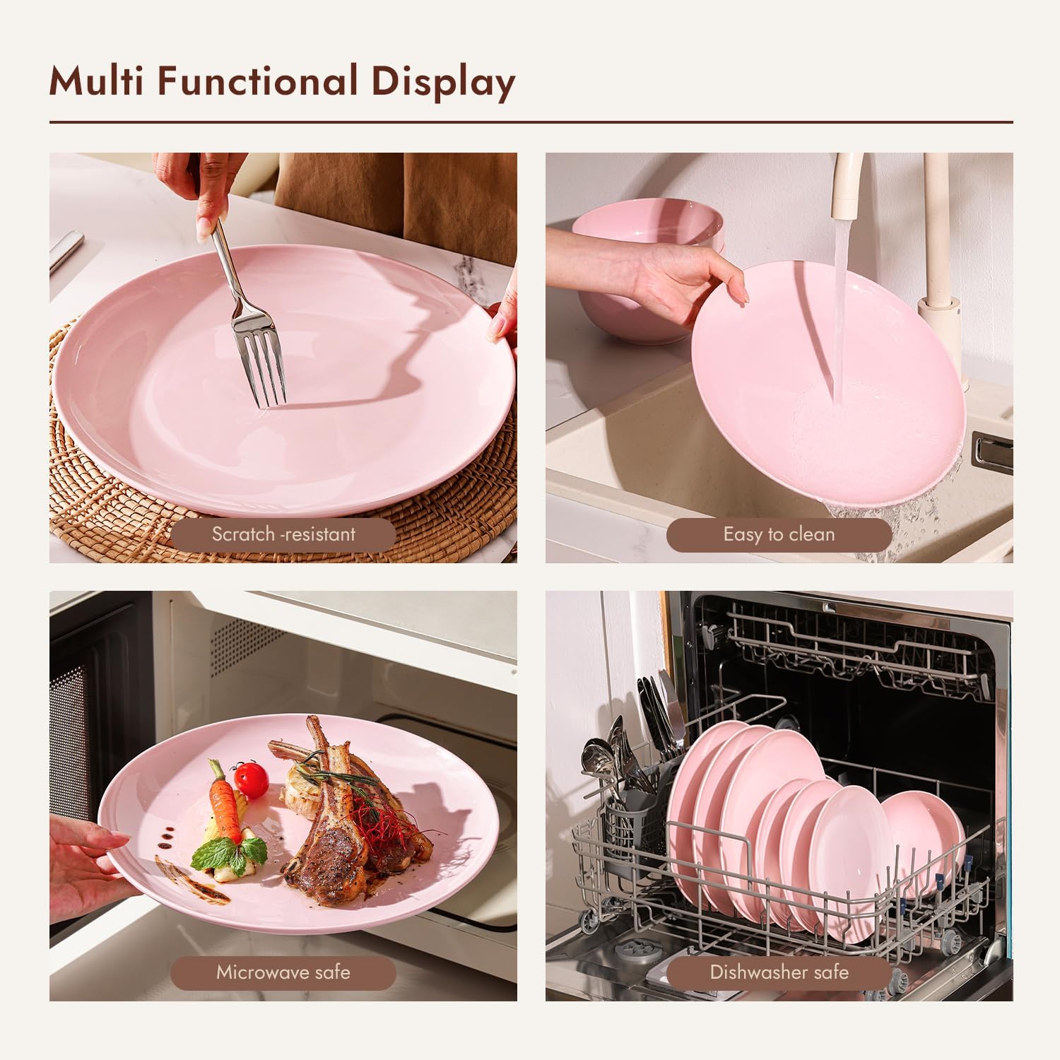 Thumbnail 3 de HIKAA Geschirrset für 8 Personen (24-teilig) Knochenporzellan in Rosa