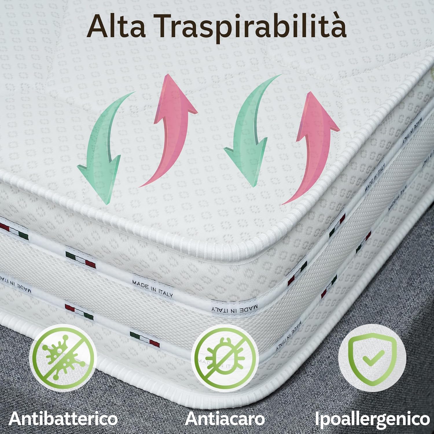 Thumbnail 3 de Materasso in Memory Foam 24 cm - 120x190 cm, Aloe Vera antibatterico, Made in Italy, arrotolato
