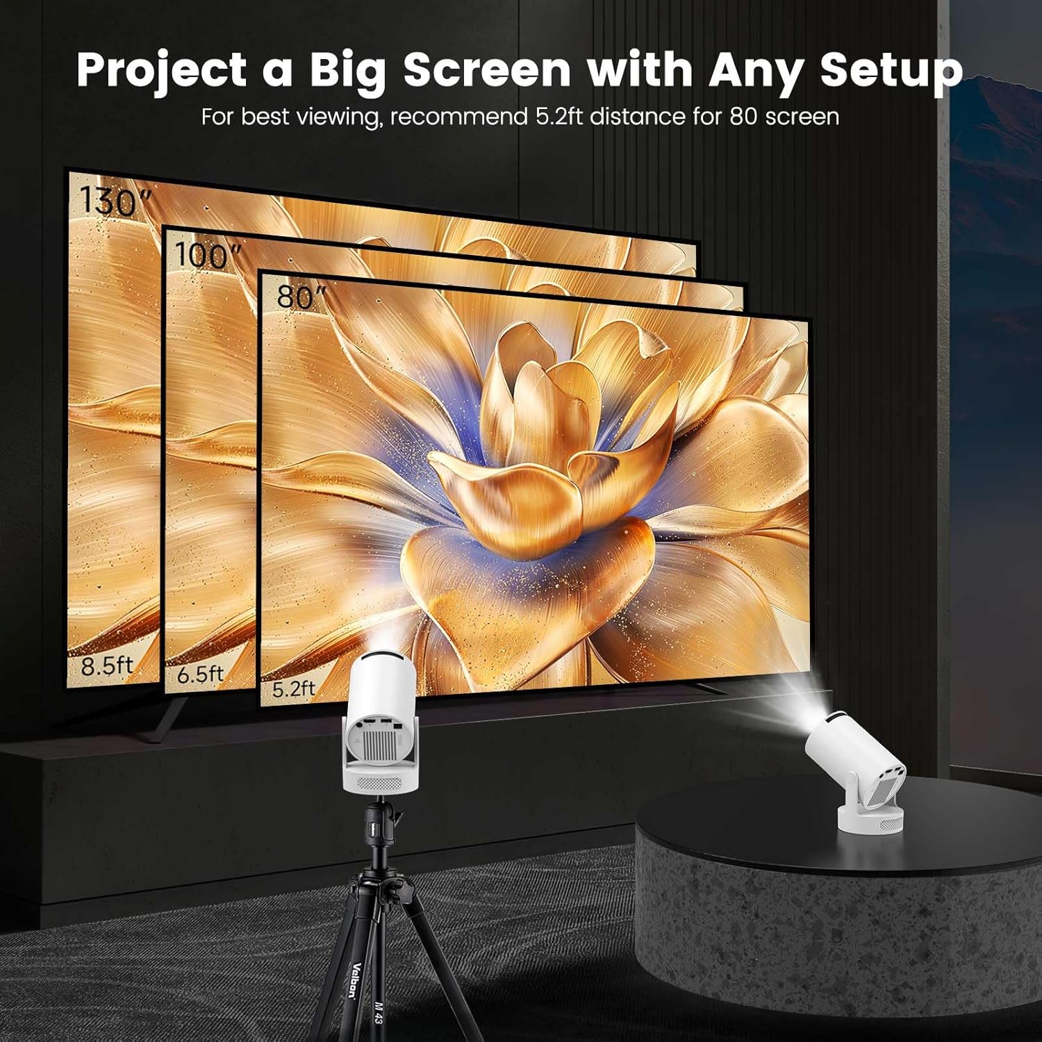 Detalle 2 de HY300 Ultra Mini Projector: 1080P, 170 ANSI, WiFi 6 & Bluetooth 5.4