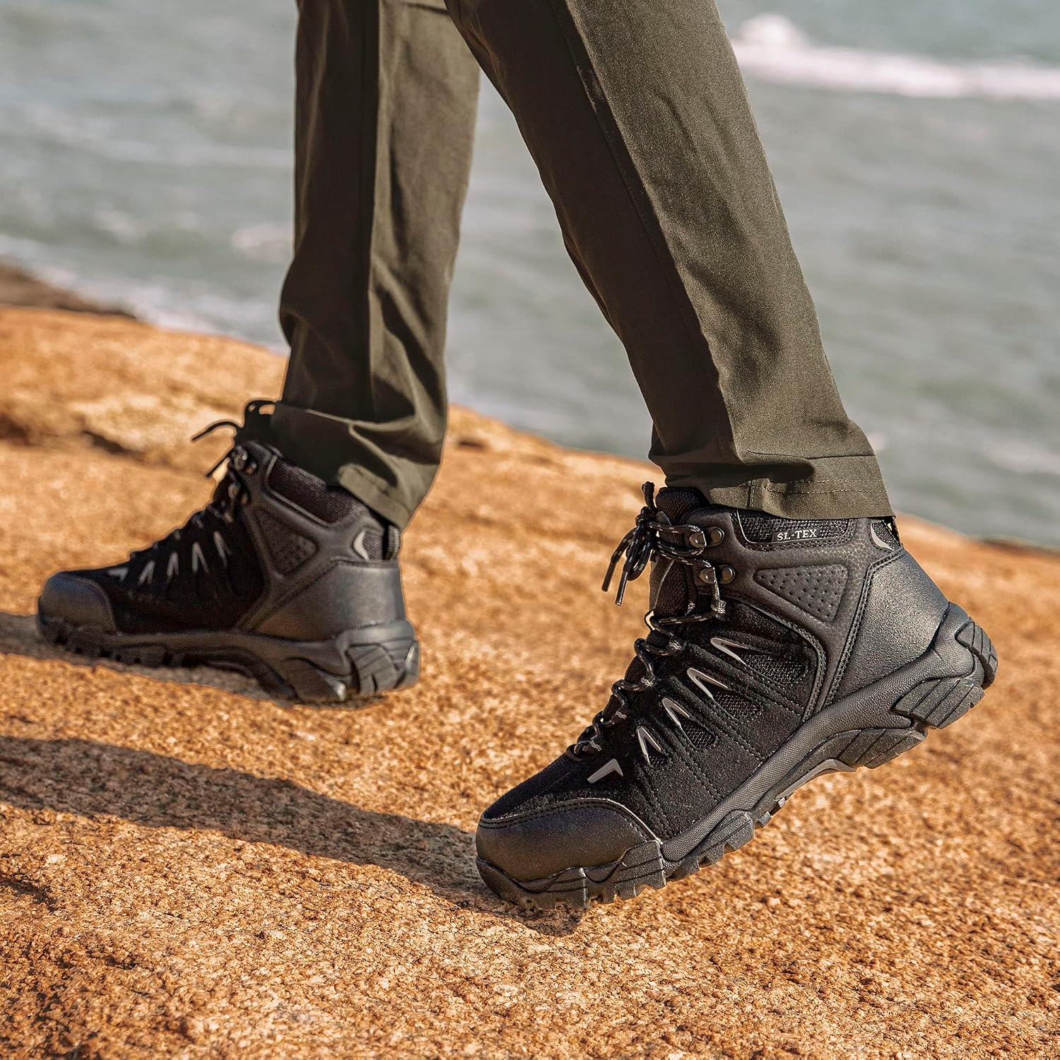 Thumbnail 1 de SHULOOK Men’s Waterproof Hiking Boots — Lightweight Mid-Top Ankle Hikers with Non-Slip Traction