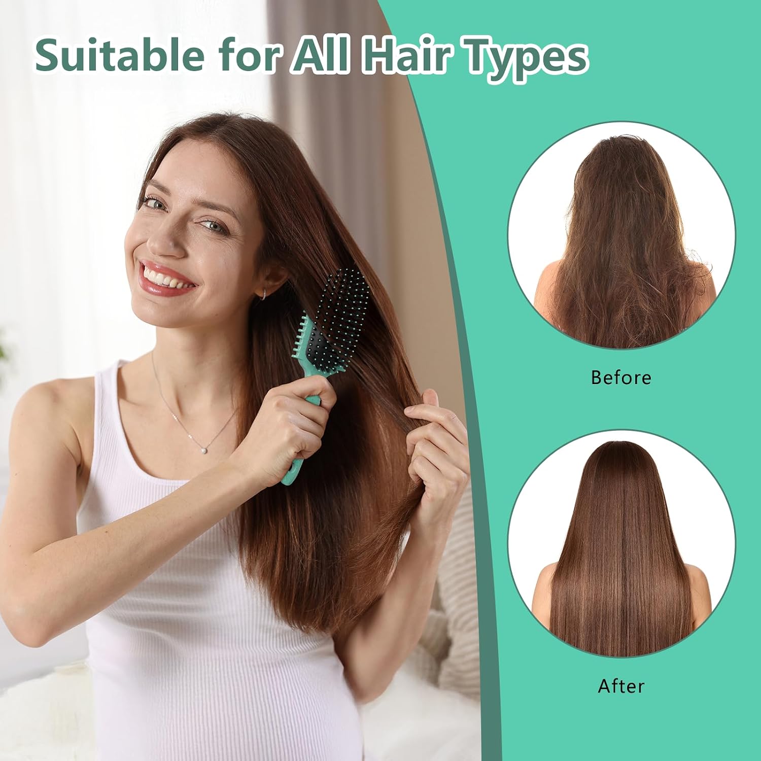 Detalle de Curl Defining Brush (4-Piece Set) for Curly Hair, Slick Backs, and Combing/Styling in Green