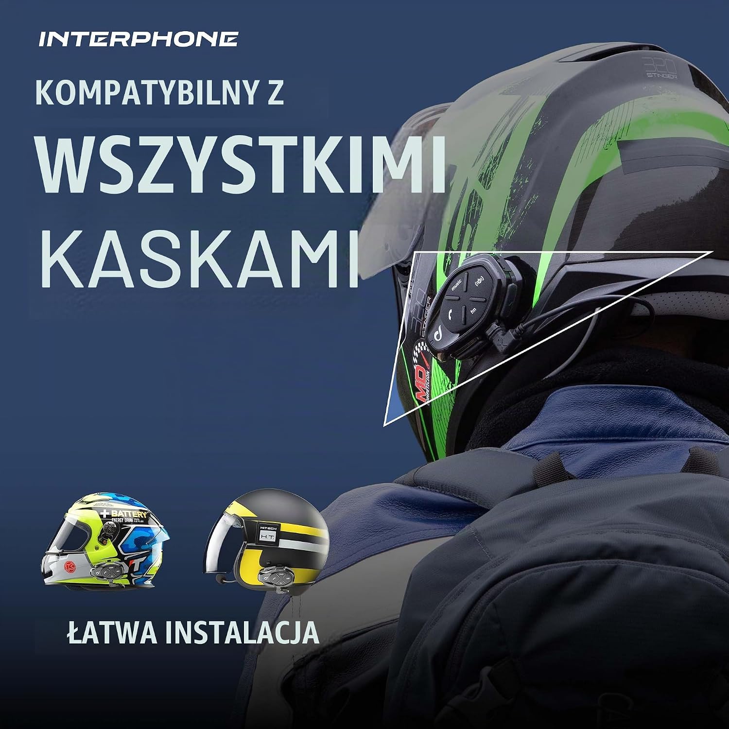Detalle 2 de Interphone INTERPHOSPORTHD – interkom motocyklowy Bluetooth, słuchawki HD 40 mm
