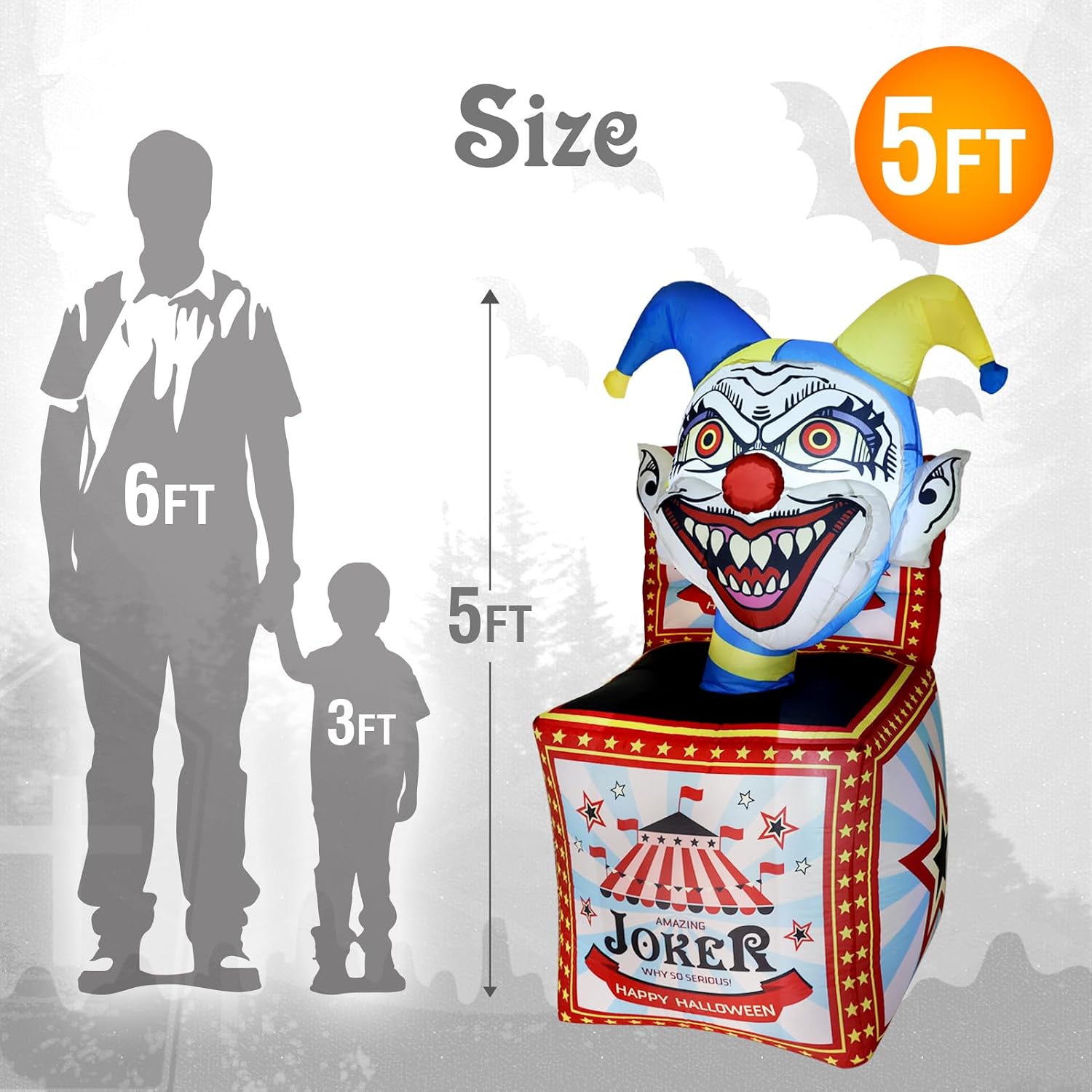 Detalle de WBHome Inflatable Clown Decoration, 5 Ft