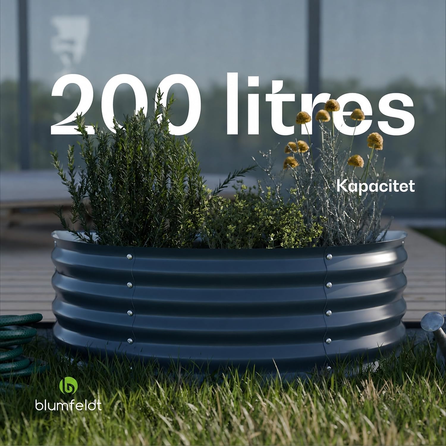 Detalle 1 de blumfeldt High Grow Half Circle 200L Raised Bed, Galvalume Steel, 43cm
