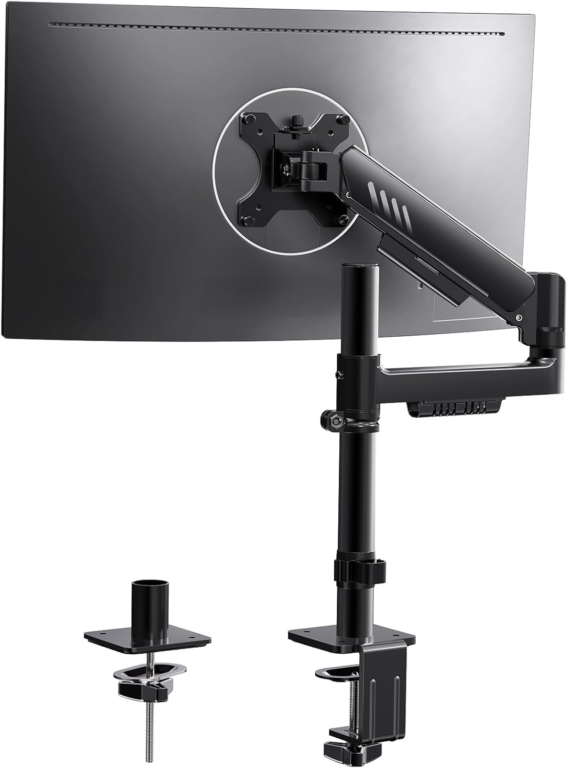 Detalle de ErGear Single Monitor Arm with Integrated C-Clamp for 13–34" Monitors (Up to 9kg) with Enhanced Stability and Cable Management