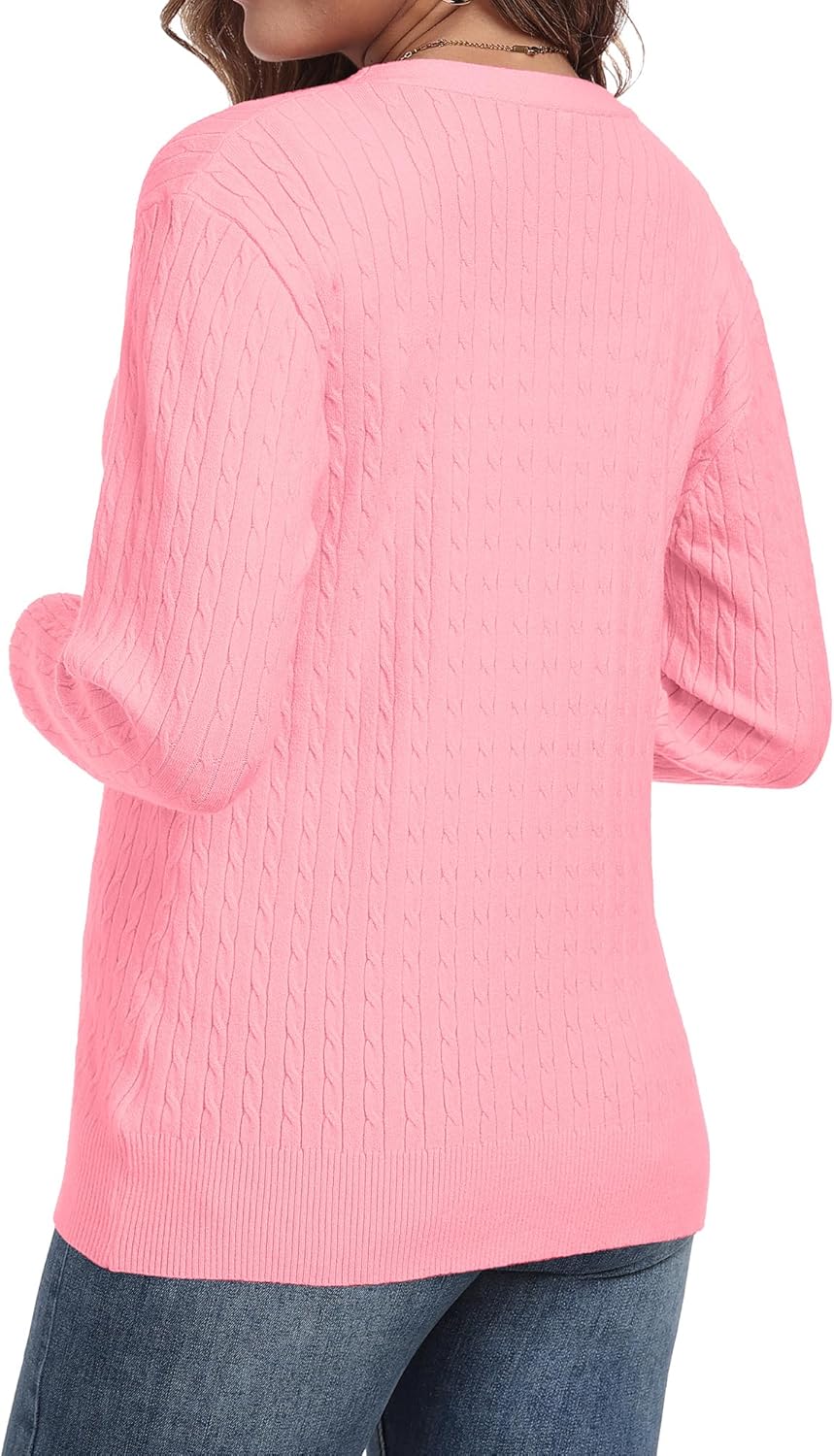Thumbnail 3 de YUNDAI Womens Cable Knit Cardigan V Neck