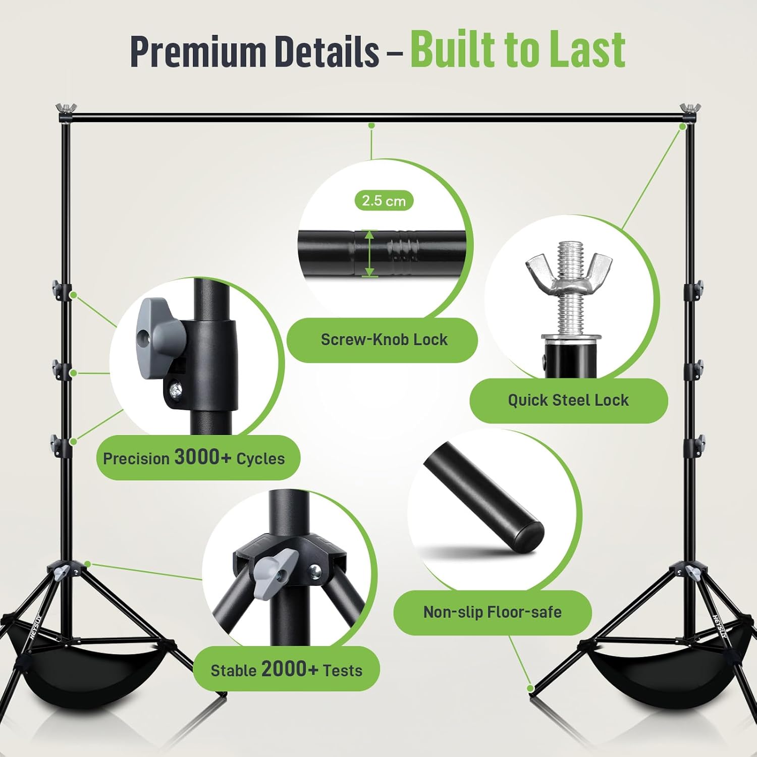 Detalle 2 de Heysliy Backdrop Stand Kit 3m x 3m