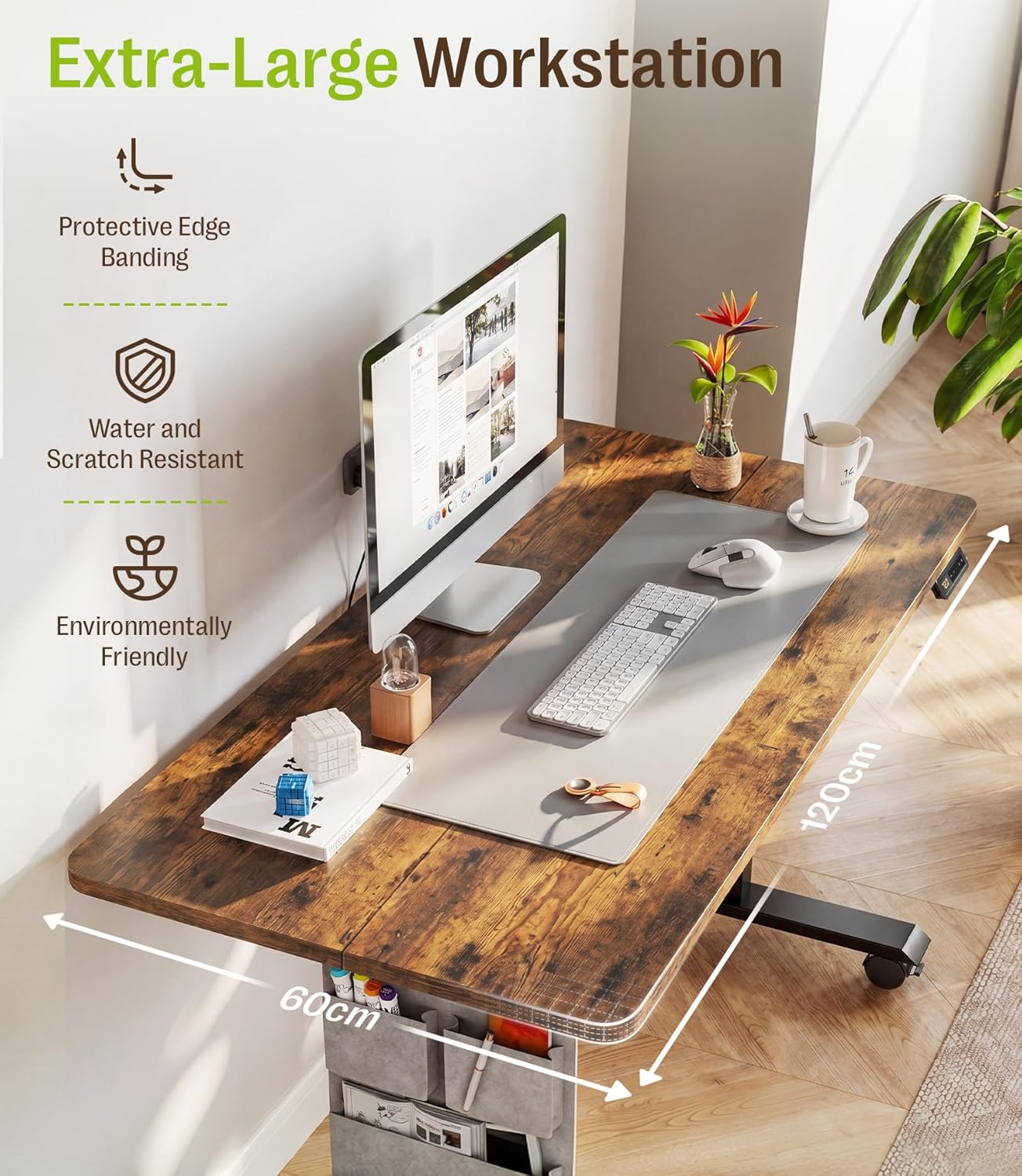 Detalle de MAIDeSITe Electric Height Adjustable Standing Desk, 120 x 60 cm – UK Review