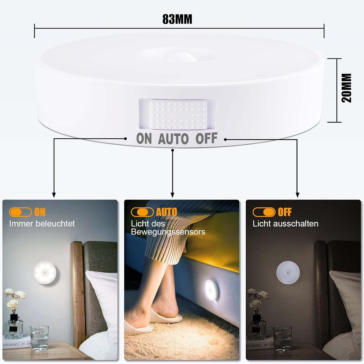 Thumbnail 1 de Electight HML6-DE rörelsesensorlampa, 3-pack med 8 LED och 6000 K