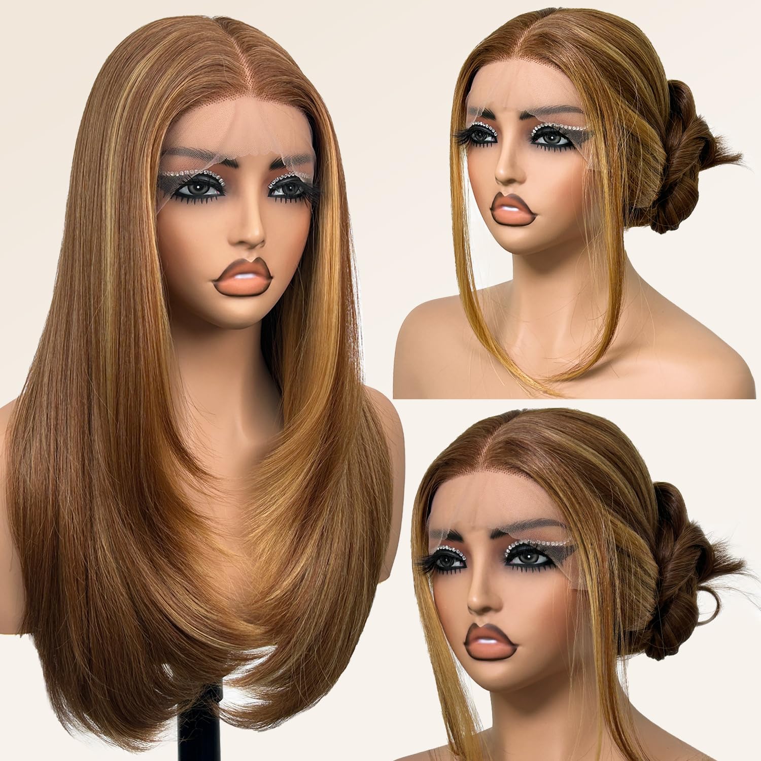 Thumbnail 6 de Glueless Synthetic Lace Front Wig 26 Inches – 13x5x1 HD Lace, Natural Black (#1B) for Black Women
