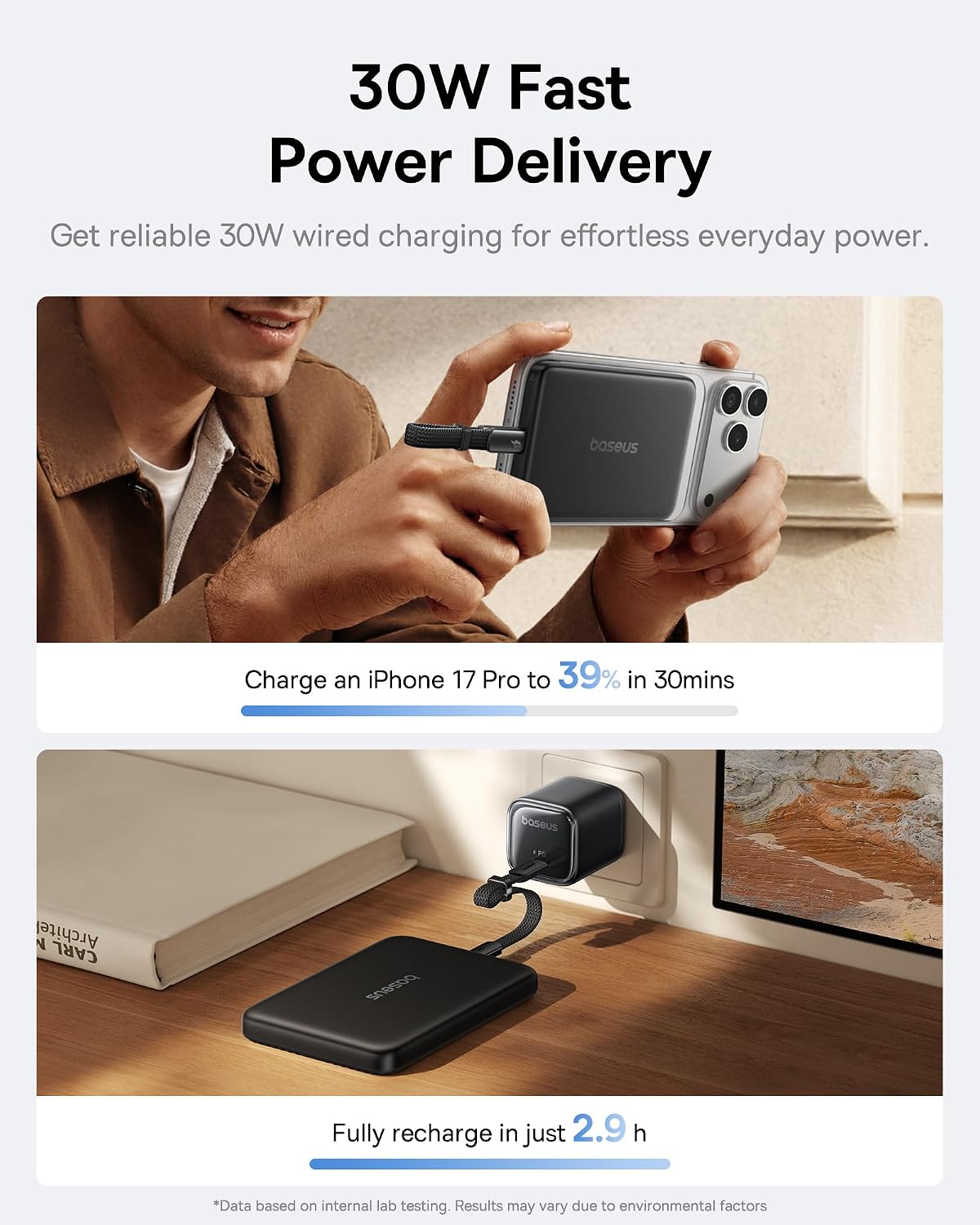 Detalle 1 de Baseus Picogo Air Wireless Power Bank 10,000mAh