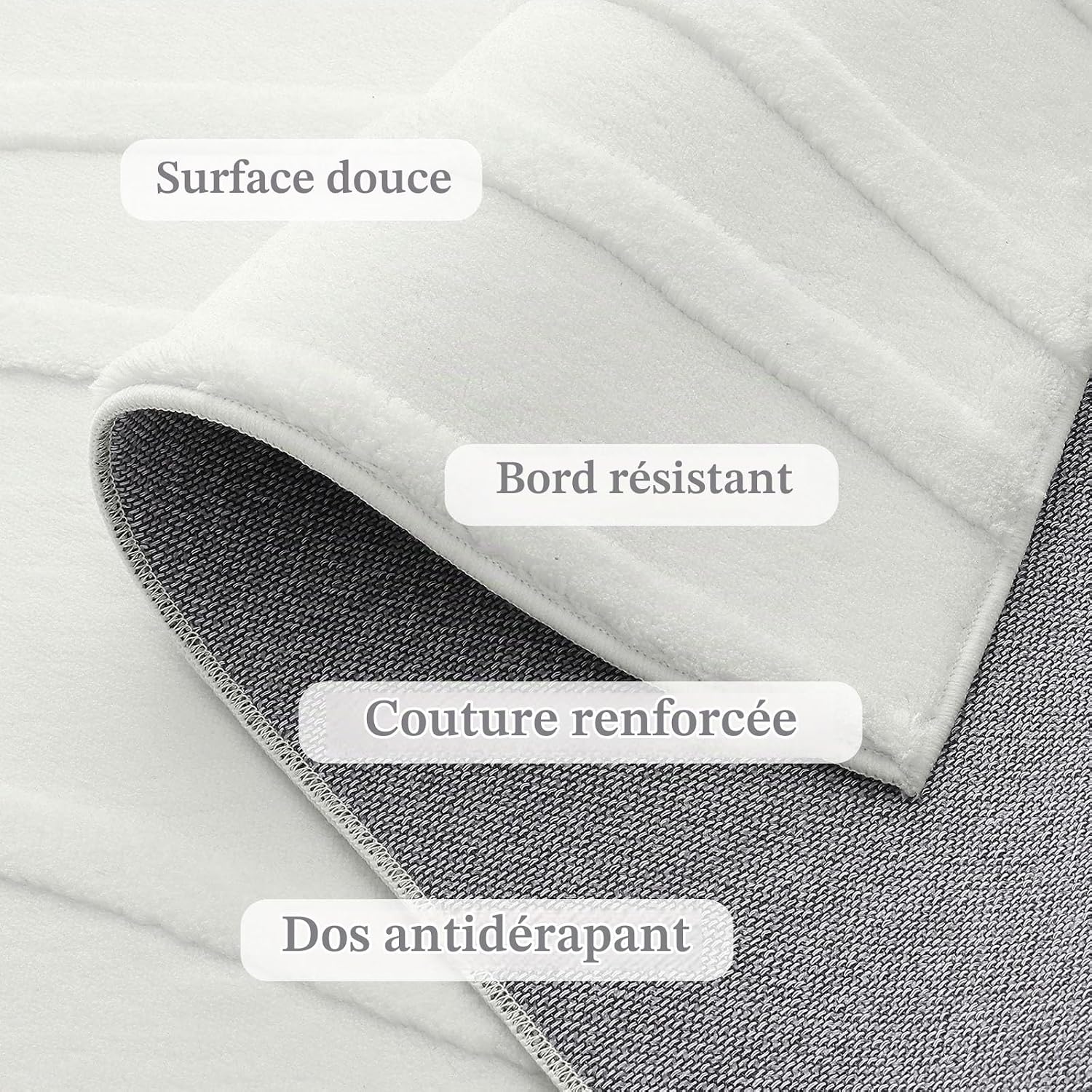 Detalle de Homaxy vloerkleed 120 x 160 cm, wasbaar pluche met golfpatroon