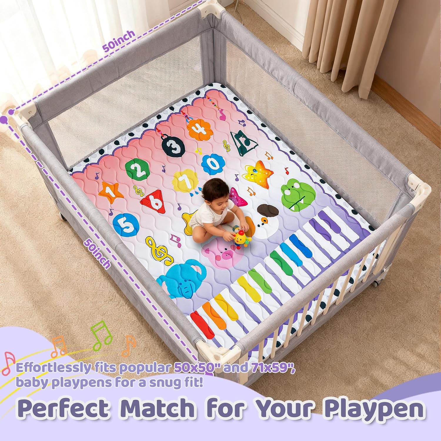 Thumbnail 1 de RONGFA 50" x 50" Baby Play Mat, Thick Foam, Machine Washable, Non-Slip