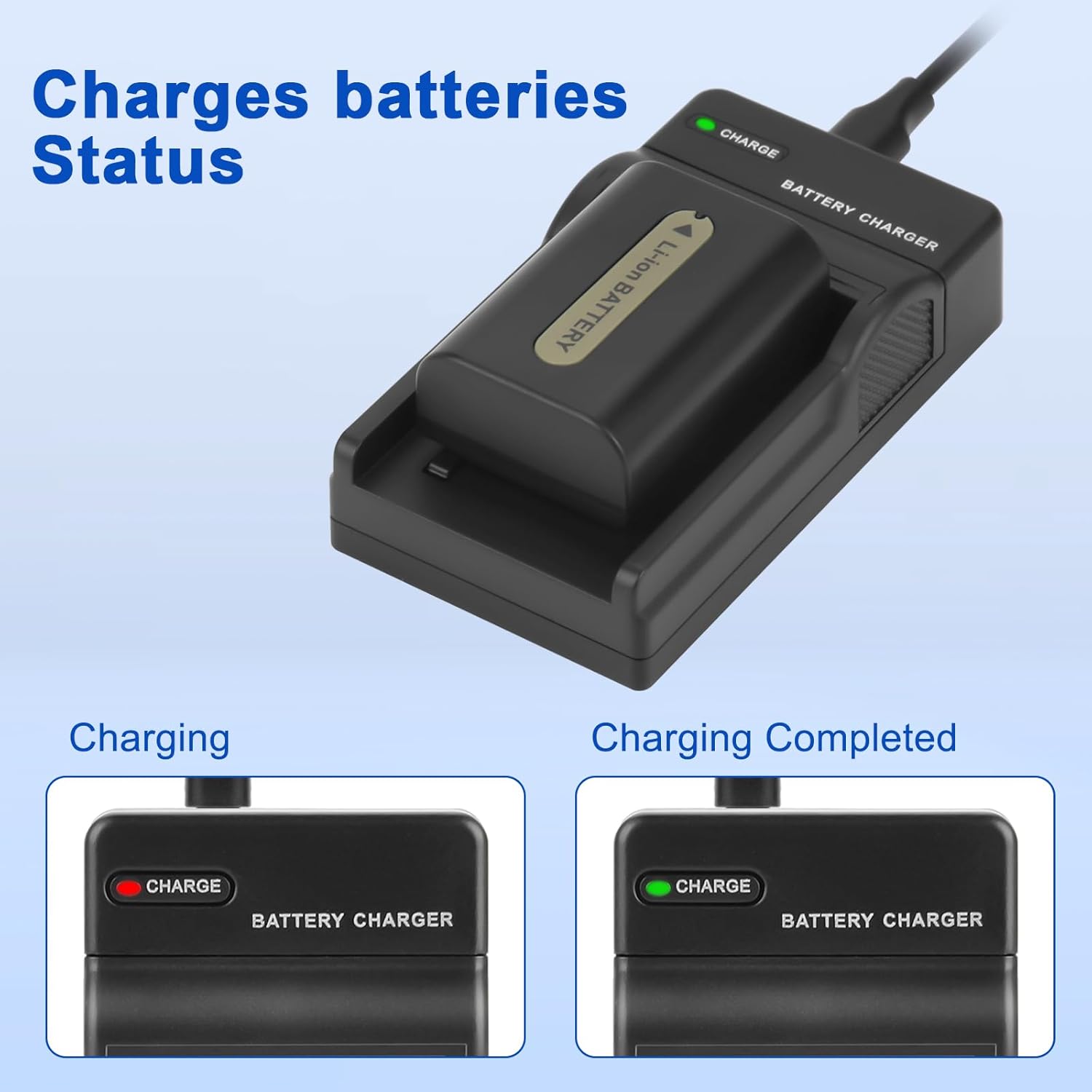 Thumbnail 3 de Joiry NP-FH50 Battery and USB Charger for Sony: 2x 1300mAh Batteries with Dual LCD Charger