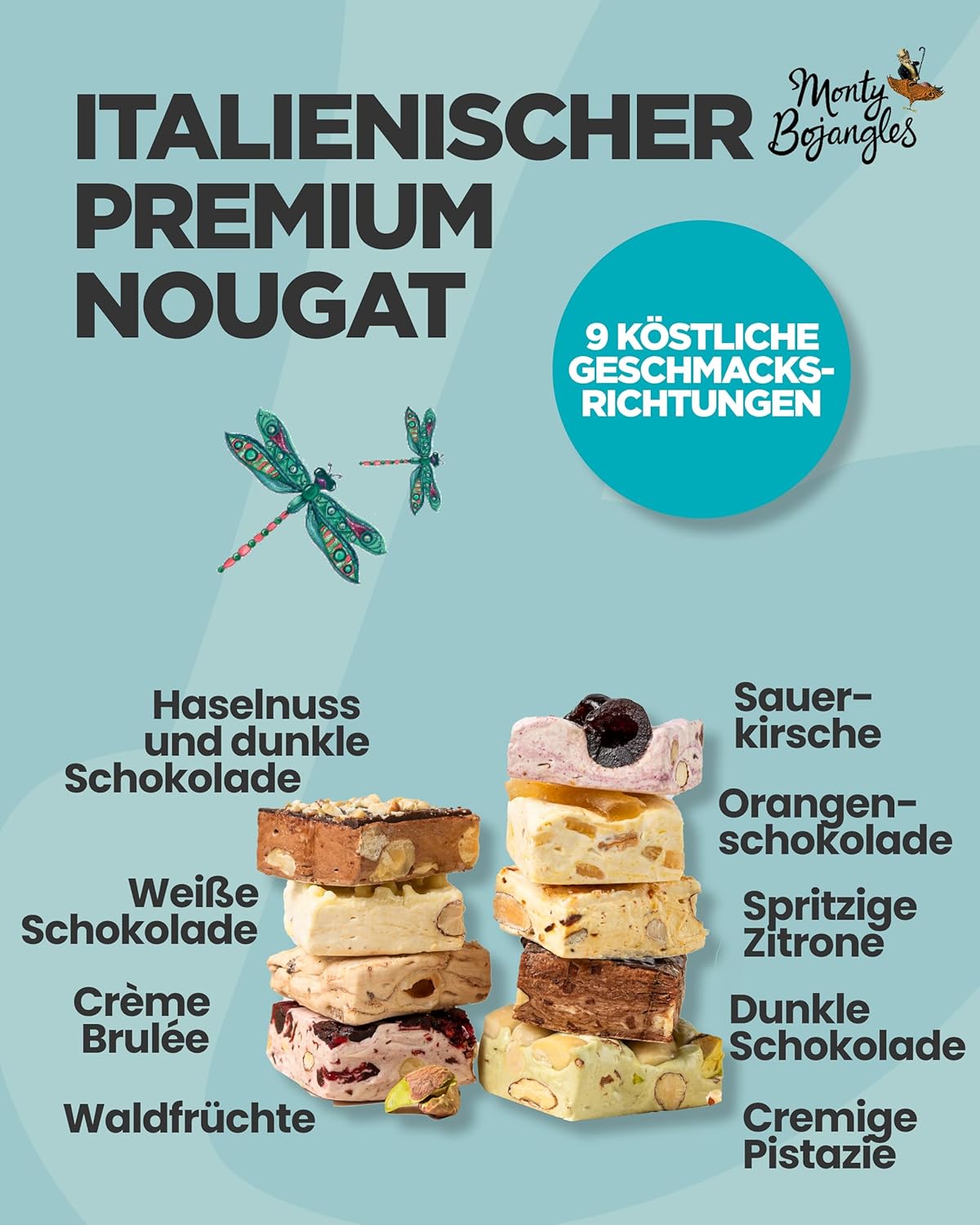 Detalle de Monty Bojangles Magnificent Nougat Schokolade Geschenkset (9 Stück) mit 9 Sorten