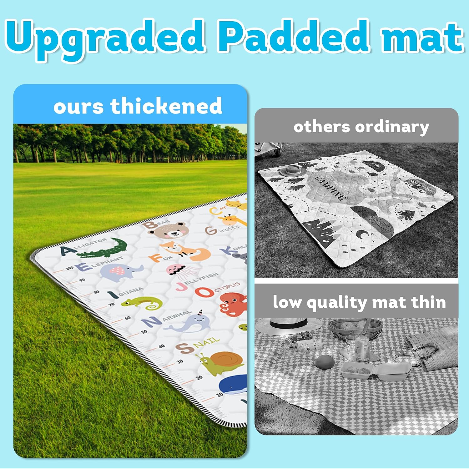 Detalle 2 de FUGWU Animal Alphabet-A Baby Play Mat, 50 x 50 Inch, Foldable and Machine Washable