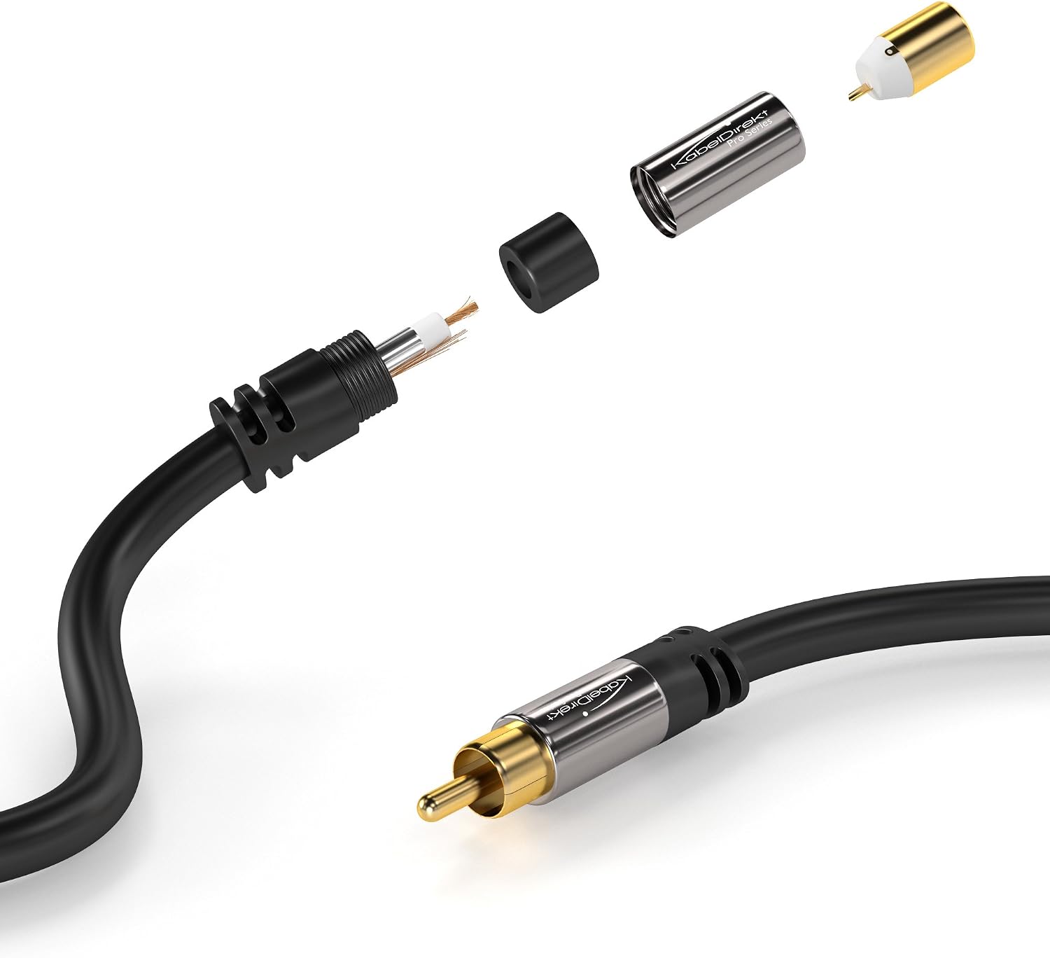 Detalle de KabelDirekt Cinch-Verlängerungskabel 3 m – Hybrid-Kabel für brillanten Ton, entwickelt in Deutschland