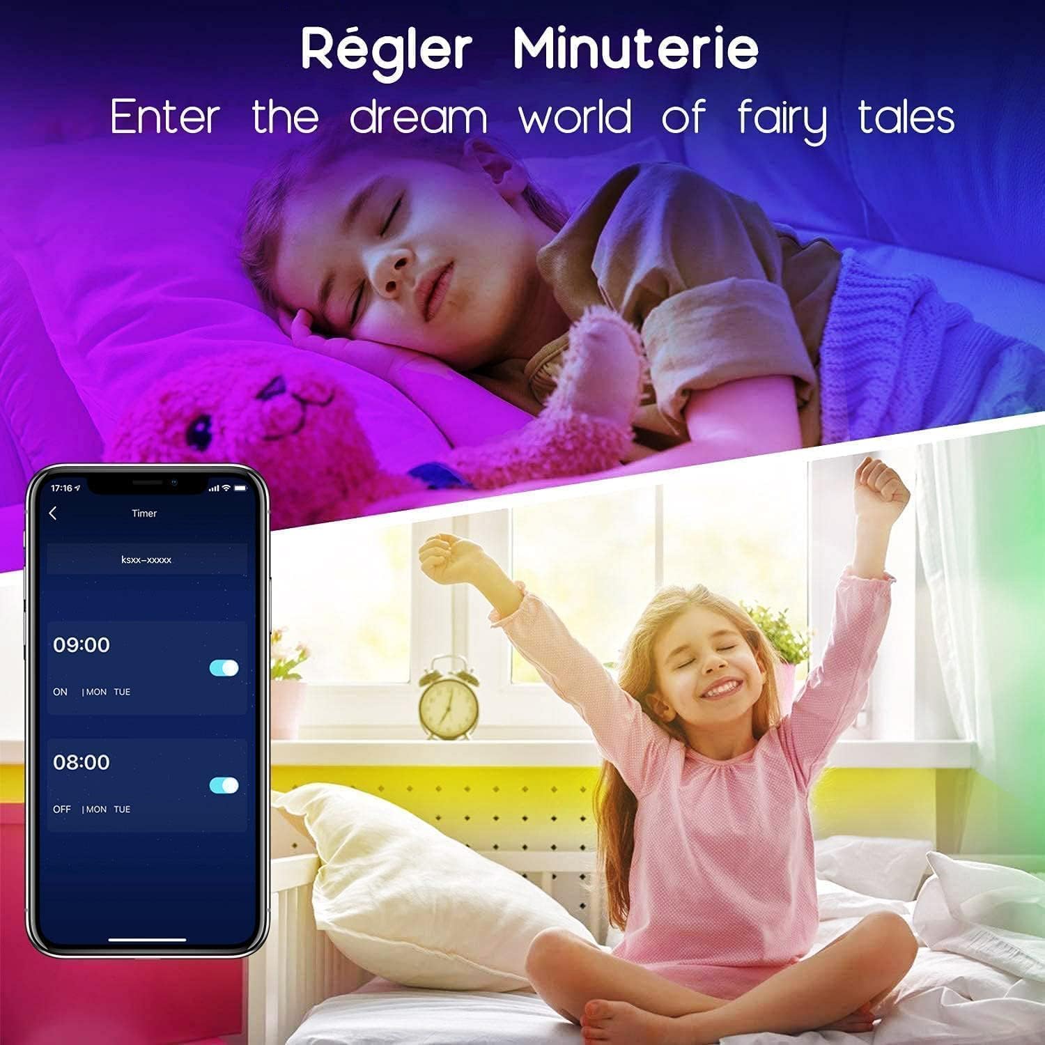 Detalle de Keepsmile Ruban Led 30m (15m x 2) – Bande LED Bluetooth avec Télécommande IR 44 touches et APP, décoration lumineuse pour chambre et bureau