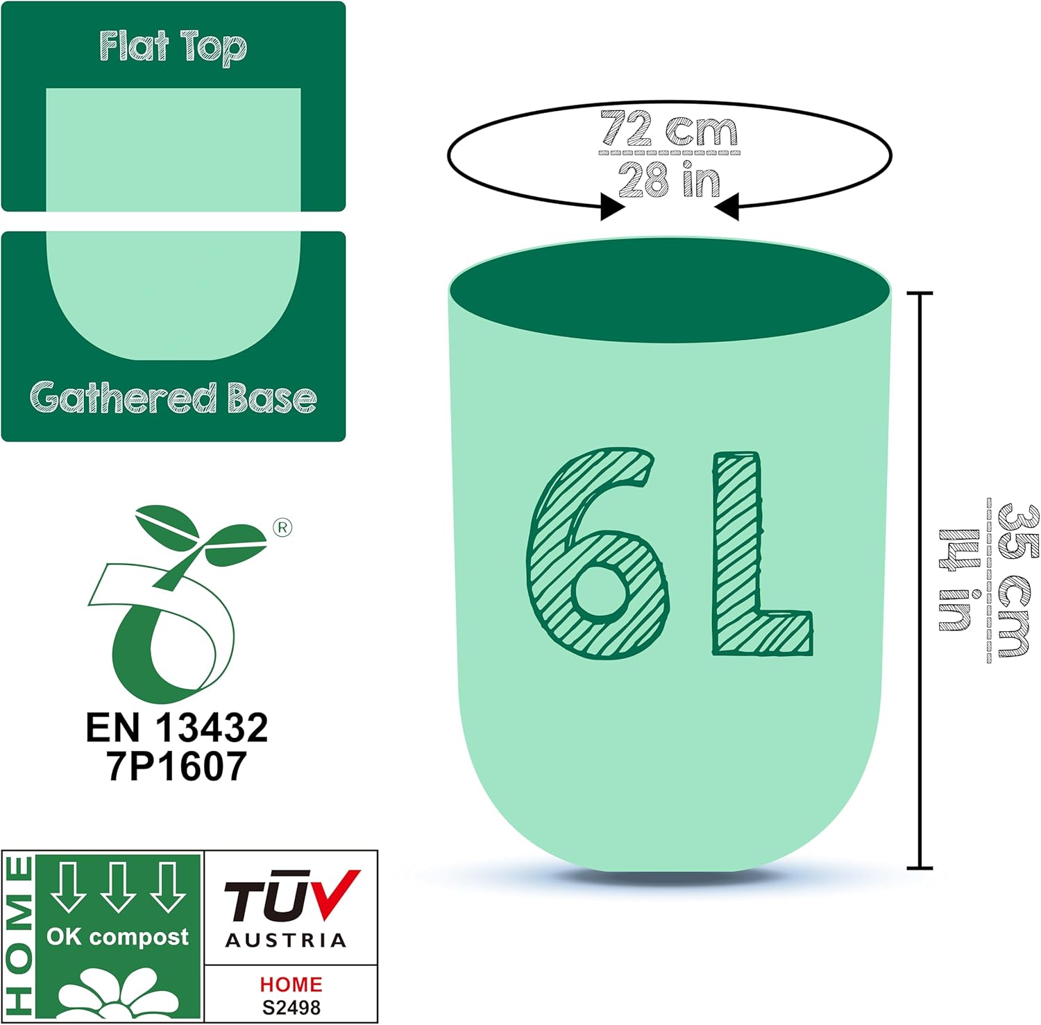 Thumbnail 4 de Greener Walker 6L kompostierbare Müllbeutel (150 Stück) mit EN13432