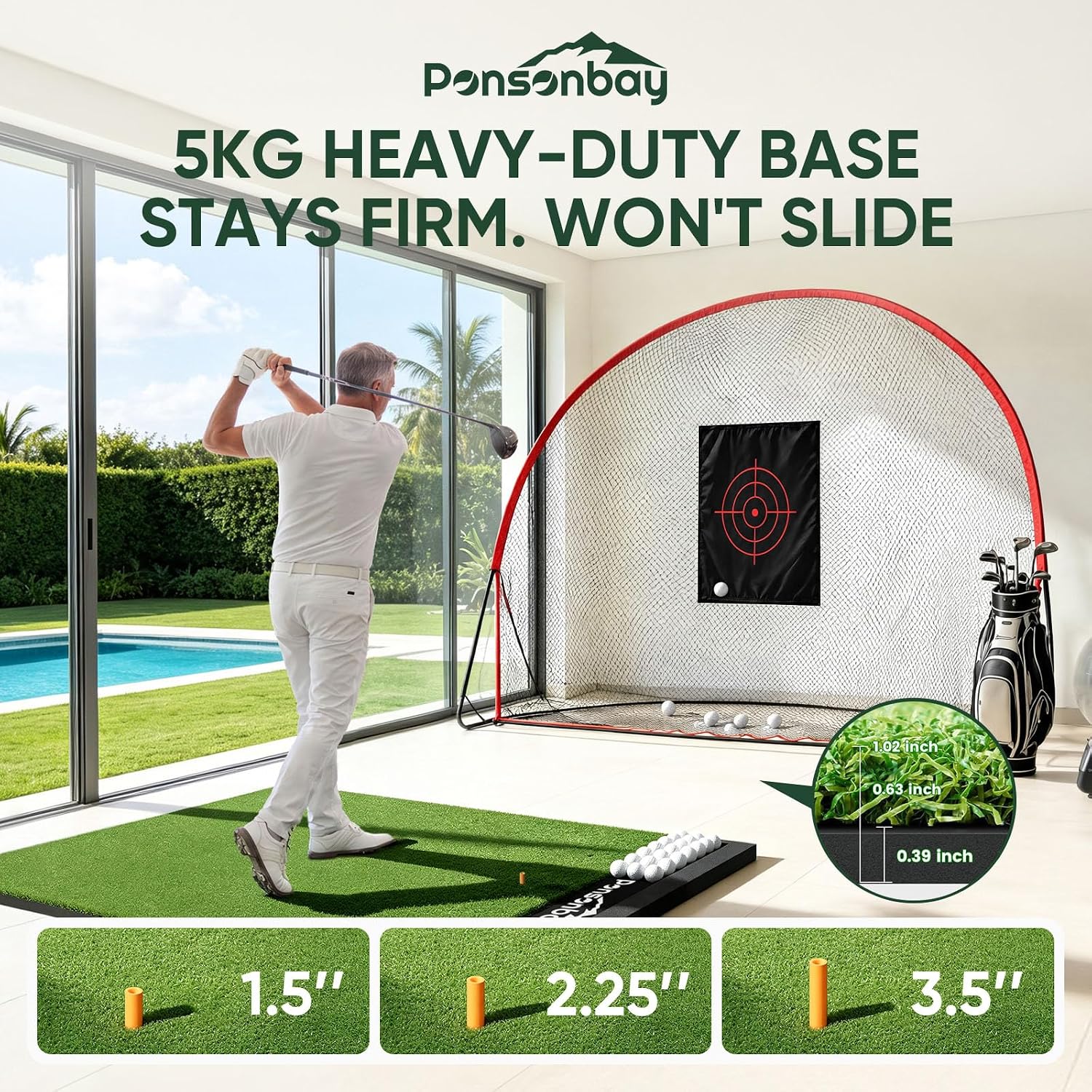 Thumbnail 6 de Ponsonbay Golf Hitting Mat with 100-Ball Tray
