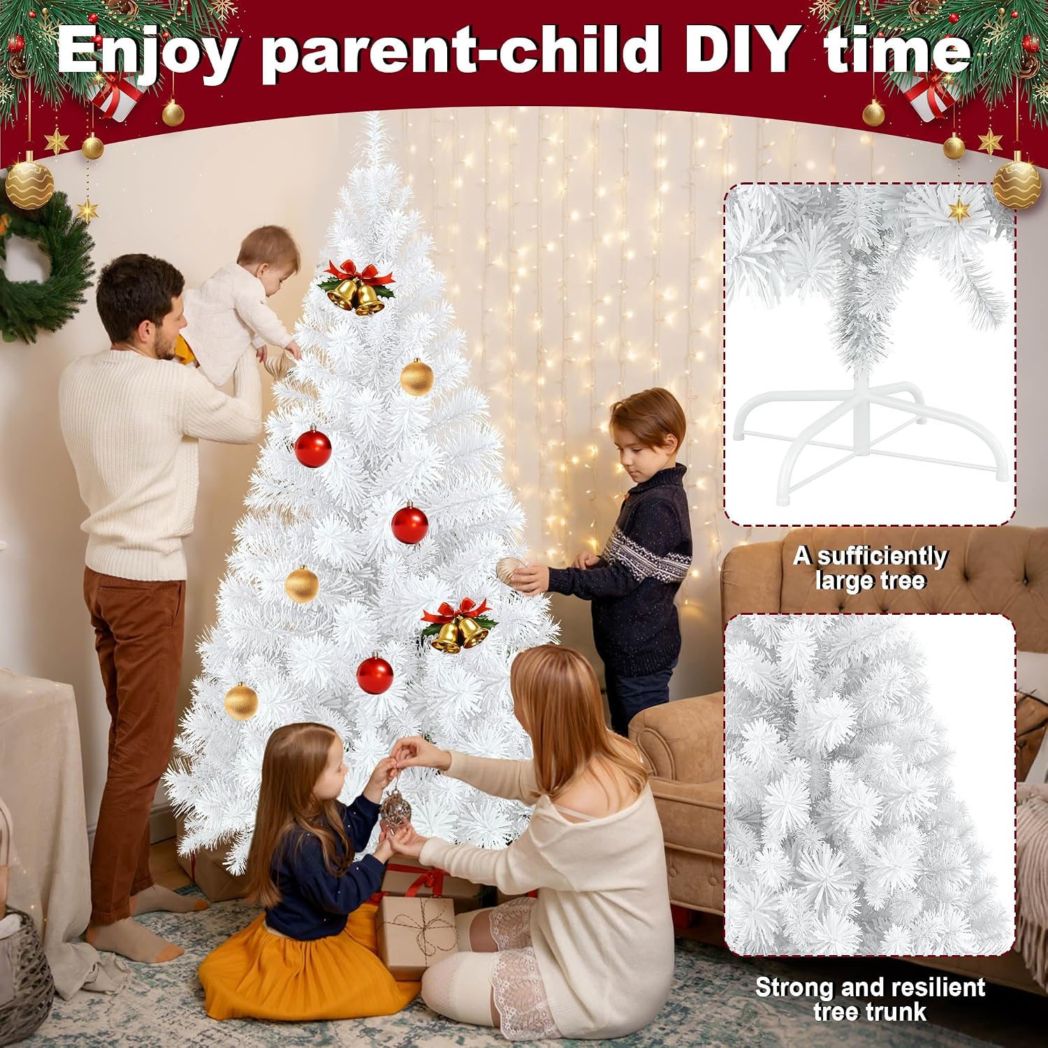 Detalle de UISEBRT HKDY-UIS-(SD00210) Artificial Christmas Tree with Stand, PVC