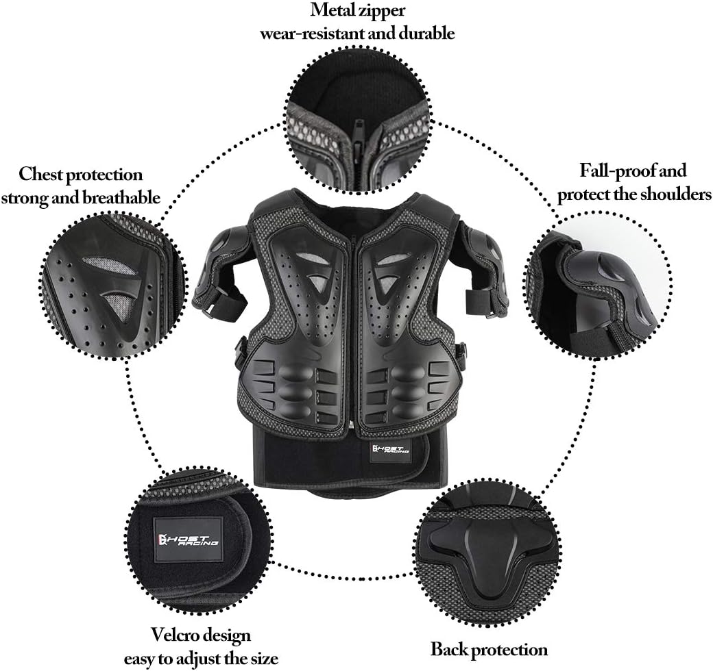 Thumbnail 1 de Fansport 5-teiliges Motorrad-Schutzset für Kinder (4–14 Jahre) – Jacke, Brustschutz, Ellbogen- und Knieschoner