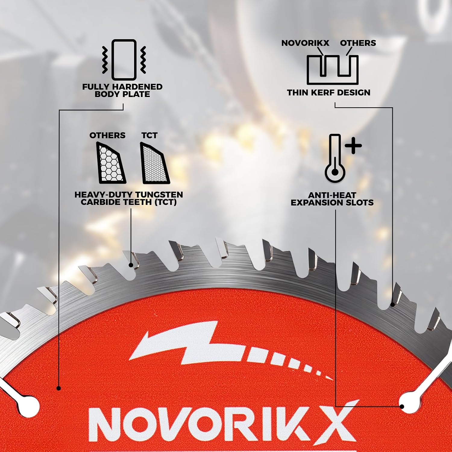 Thumbnail 3 de NovorikX 6-1/2" 48T Tungsten Carbide Circular Saw Blades (3-Pack) – 5/8" Arbor, Thin Kerf