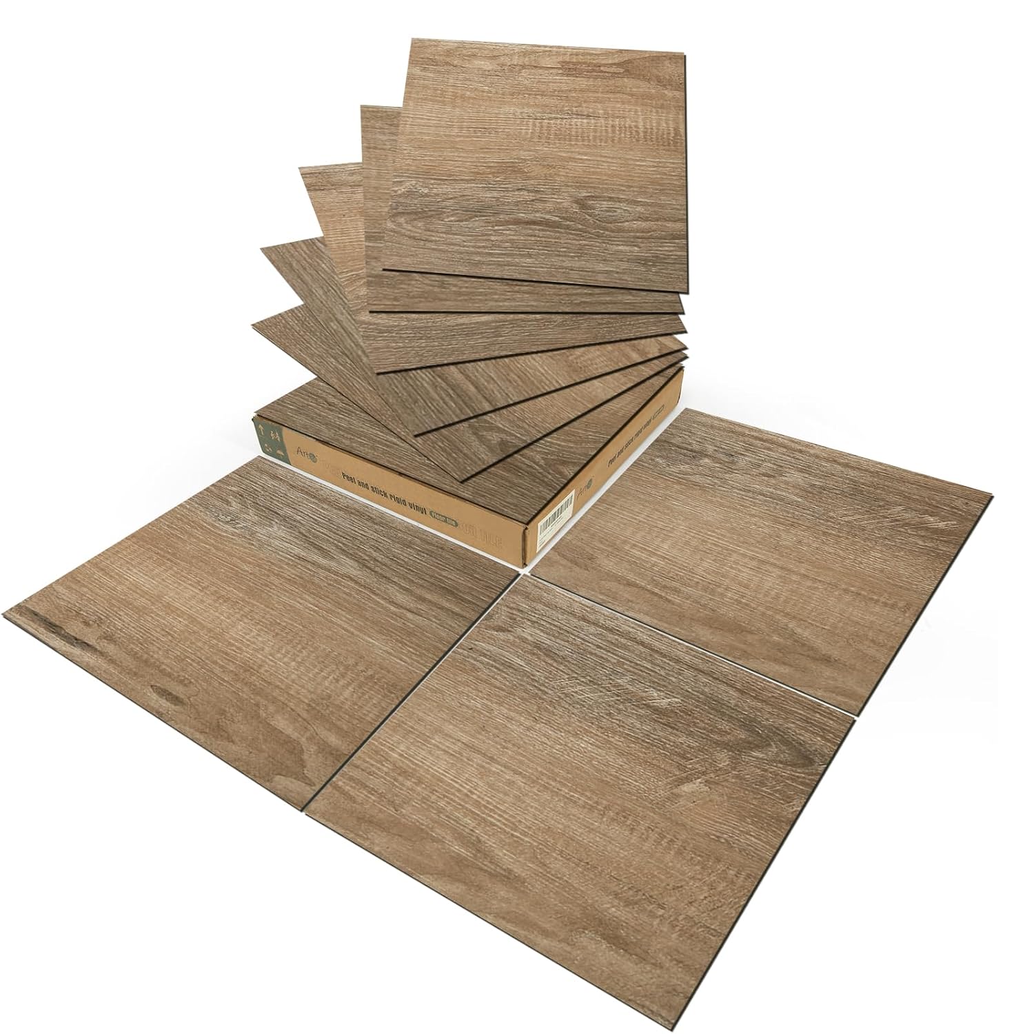 Detalle de Art3d Light Brown vinylvloertegels, zelfklevend en waterdicht, 30 x 30 cm