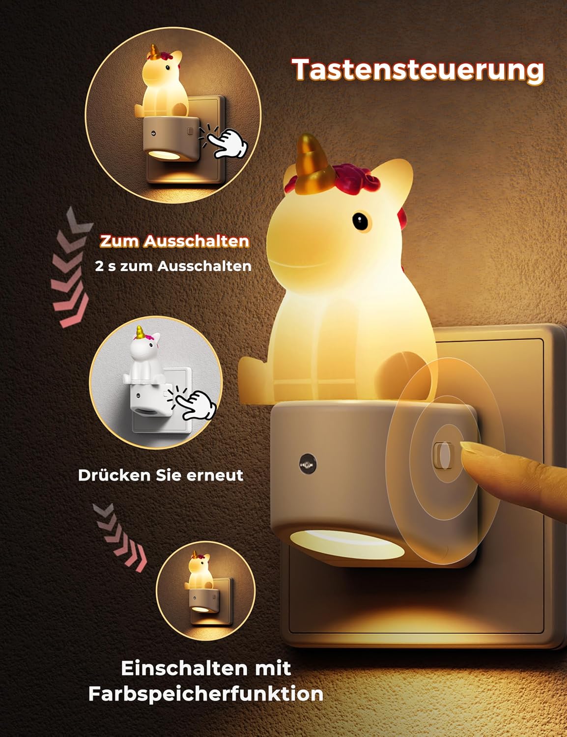 Thumbnail 6 de LOHAS-LED Nachtlicht Steckdose – 3D Cute Nachtlicht mit Dämmerungssensor, RGB & Warmweiß 3000K