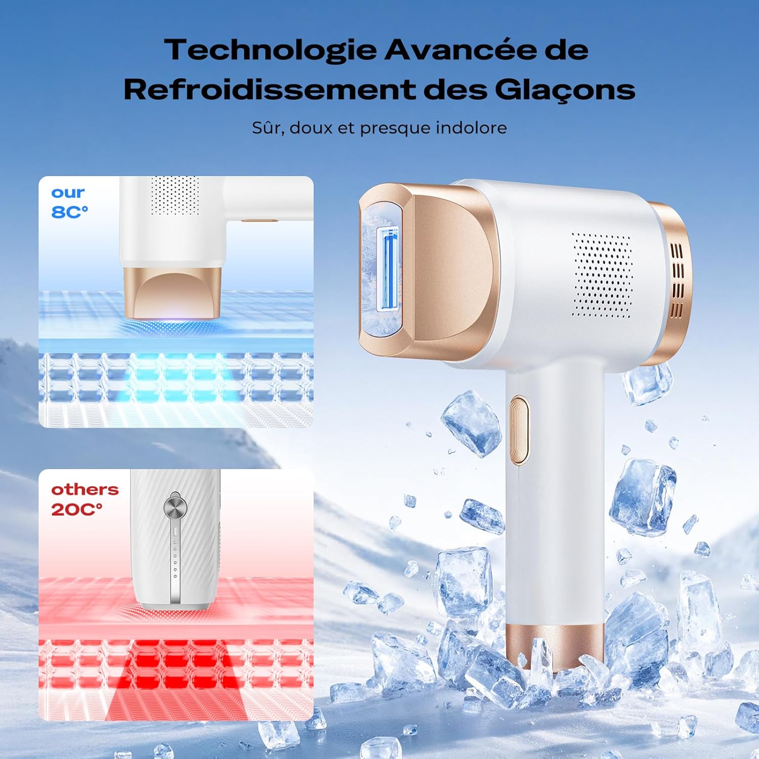 Thumbnail 1 de Épilateur Lumière Pulsée 21J avec Refroidissement à 8 °C et Écran LCD – 9 Niveaux