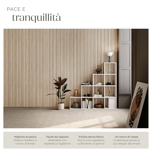 Detalle de tectake Set di 2 Pannelli Acustici Effetto Legno Rovere Chiaro – Pannelli Fonoassorbenti Decorativi per Pareti e Soffitti