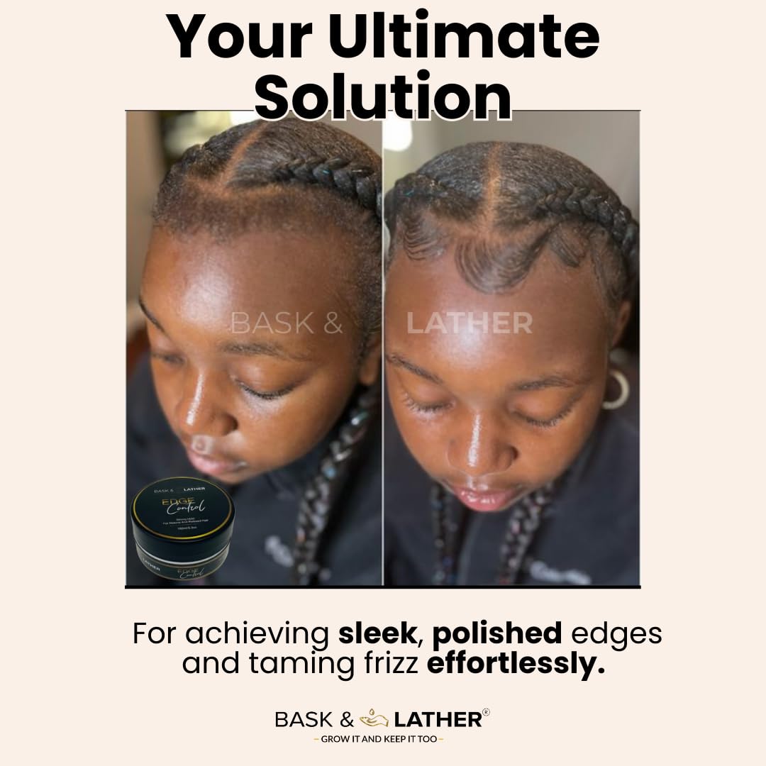 Thumbnail 4 de Bask & Lather Strong Hold Edge Control Gel with Castor Oil (No Flakes, No White Residue), 5.3 fl oz