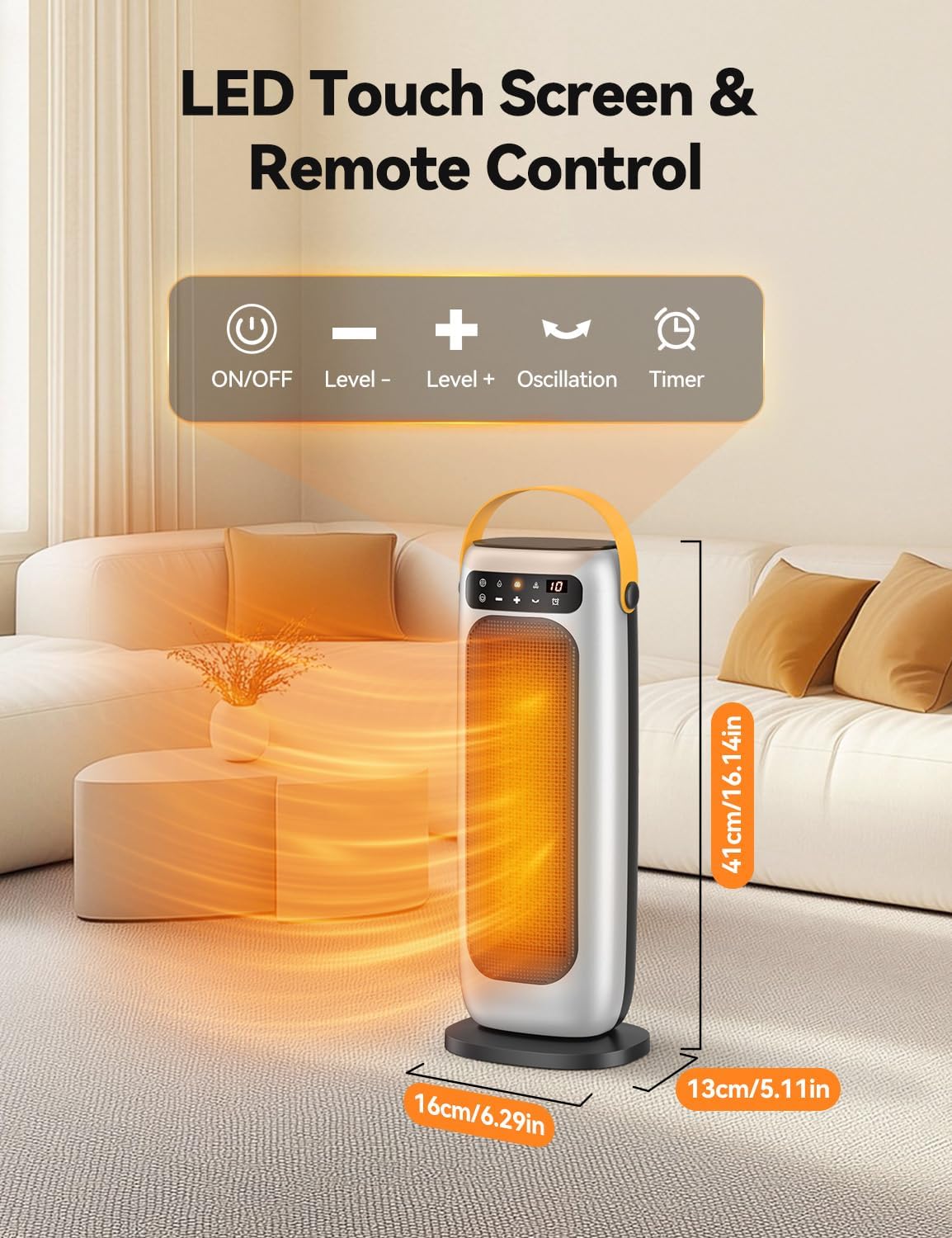 Thumbnail 1 de Heizlüfter Energiesparend PTC Keramik mit Fernbedienung, 35 dB & 1500 W – 4 Heizmodi, 110° Oszillation, Timer