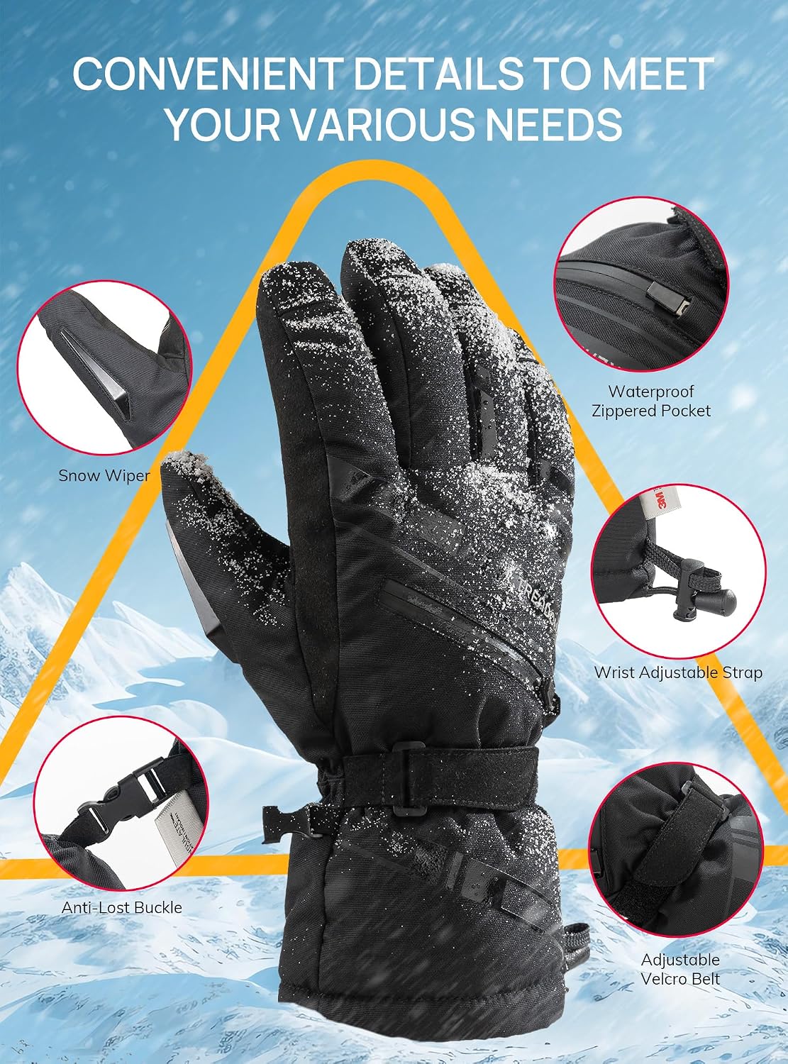 Thumbnail 4 de TRENDOUX Waterproof Touchscreen Ski Gloves -40°F