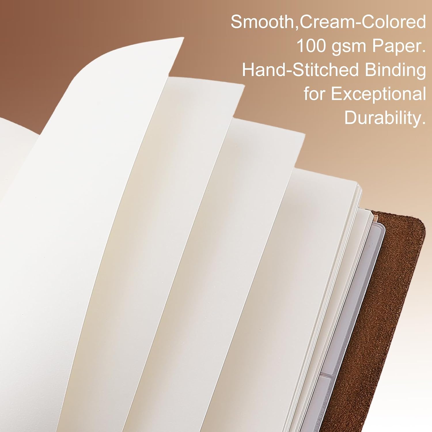 Thumbnail 3 de TIDING Genuine Leather Refillable Travel Journal, A5, 100 GSM Paper, Dark Brown