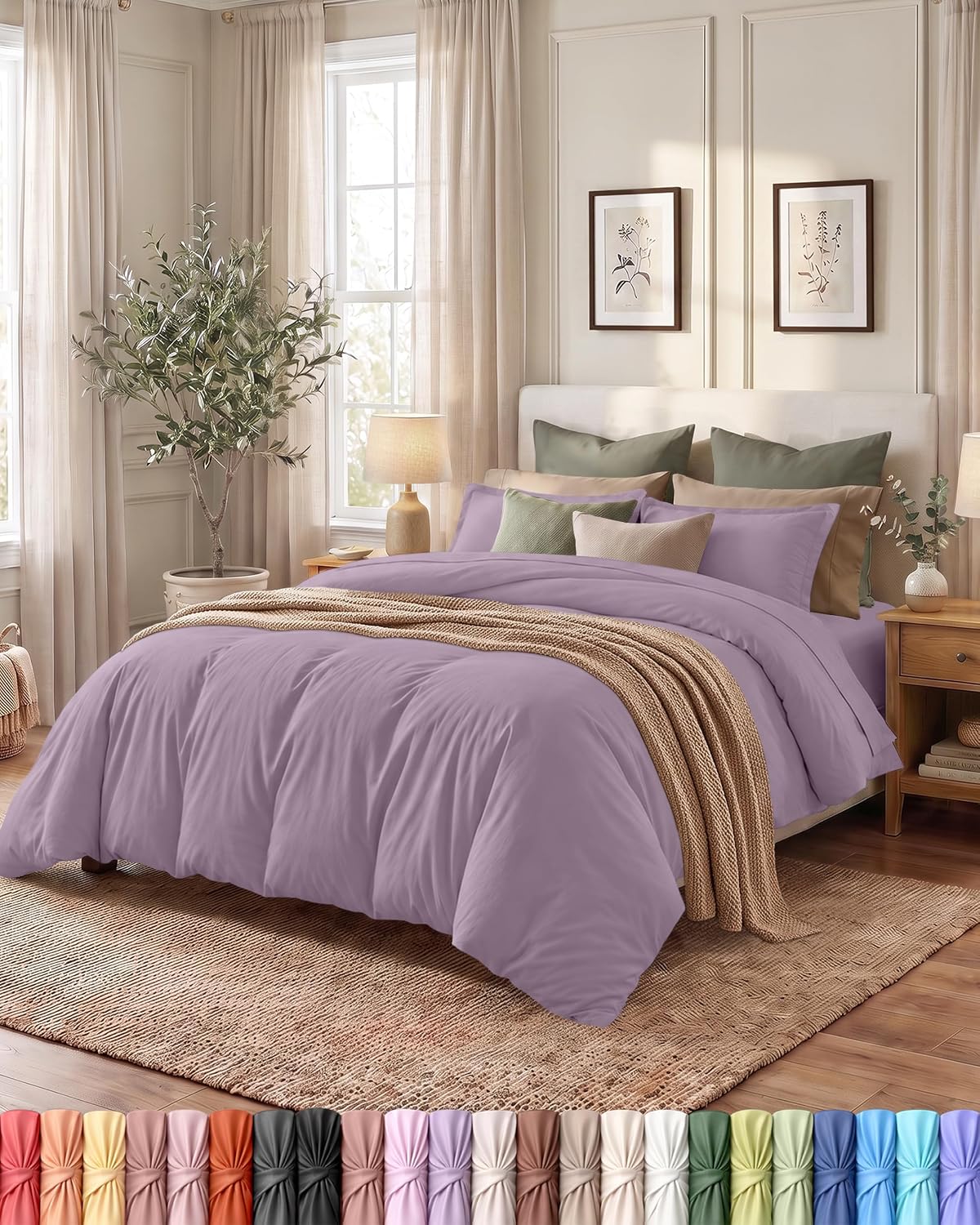Detalle de Utopia Bedding UB0296 Queen Duvet Cover Set, Lavender Microfibre with Zipper