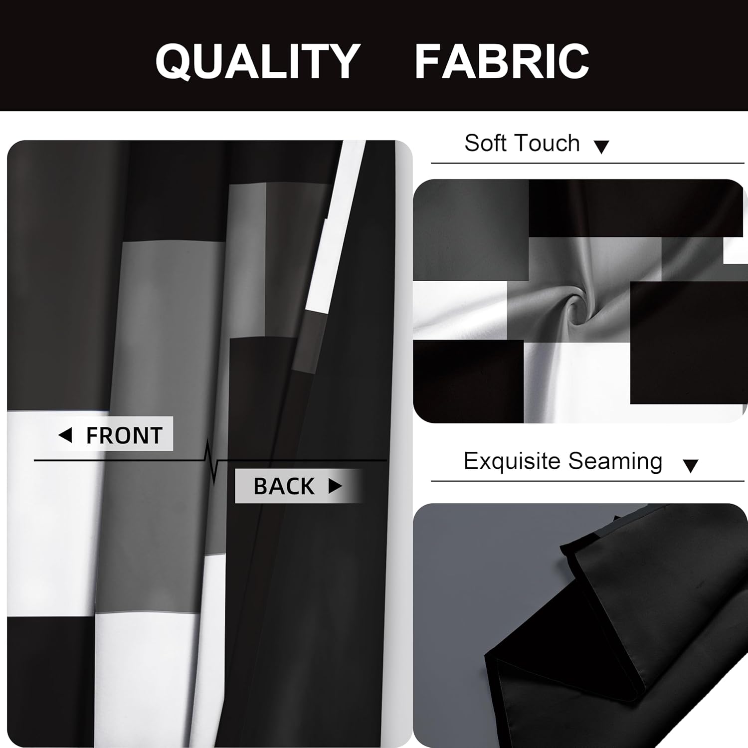 Thumbnail 5 de Tyrot Black Grey 100% Blackout Curtains 84in