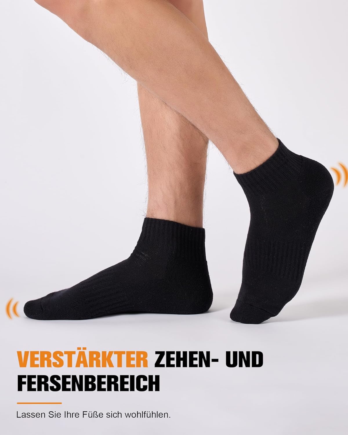 Thumbnail 2 de EconioSocken Calzini sportivi corti traspiranti da uomo (cotone) da corsa, tennis e lavoro, 6/10 paia