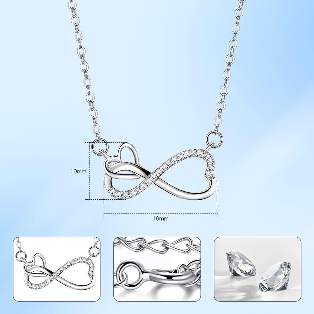 Detalle 2 de Viwind Damen Halskette aus 925 Sterling Silber mit Infinity- und Herz-Anhänger