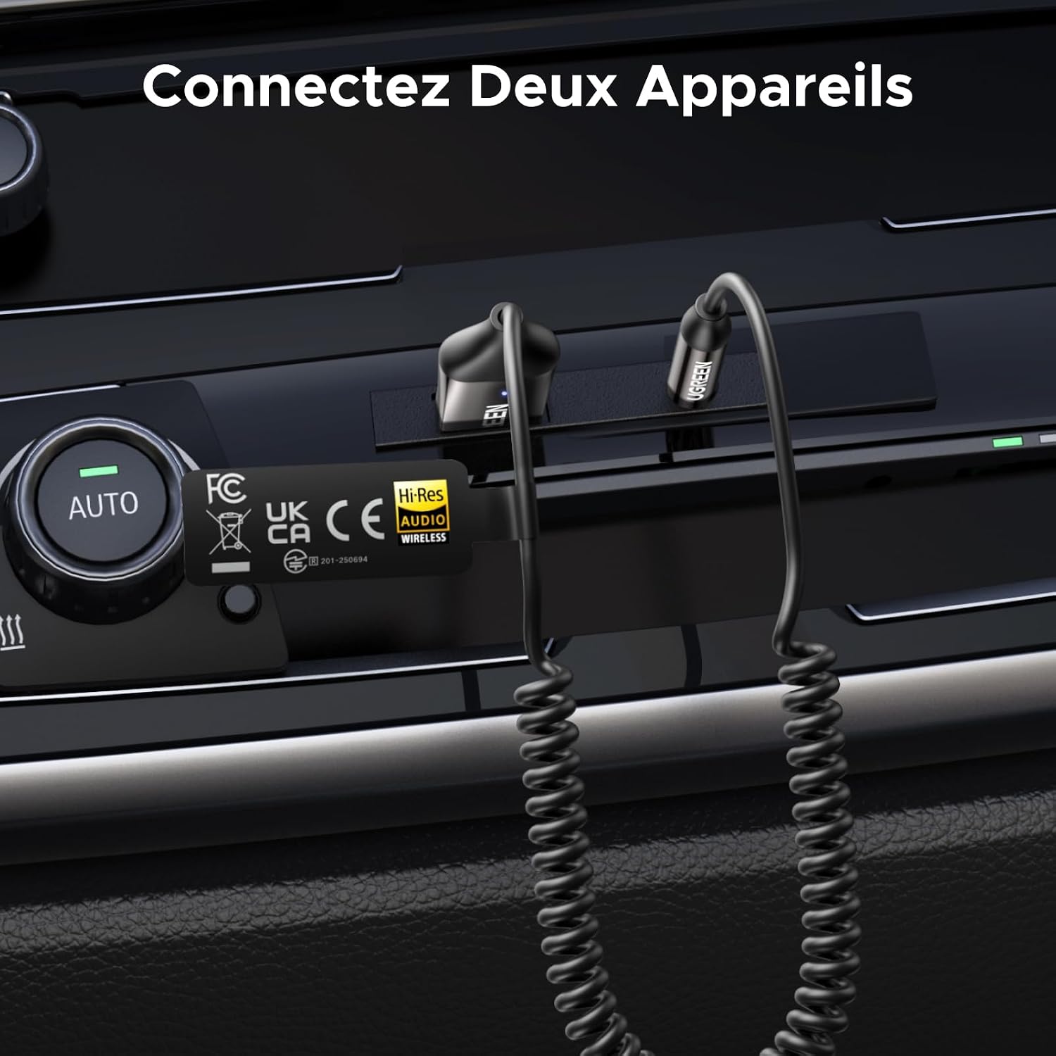 Detalle 2 de UGREEN LDAC Adaptateur Bluetooth 6.0 pour voiture ⚡