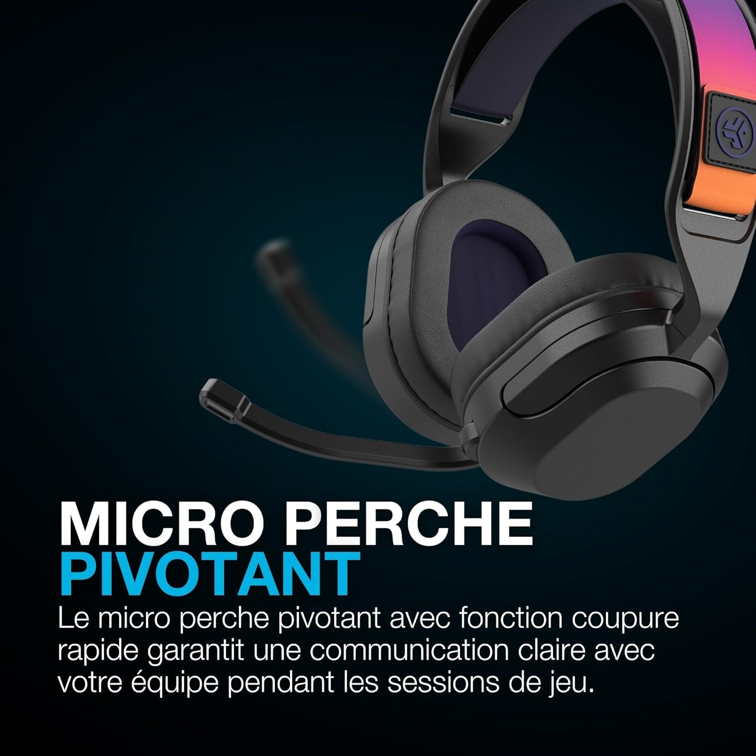 Thumbnail 3 de JLab Nightfall casque gaming sans fil over-ear avec micro rotatif (PC, PlayStation, Switch)