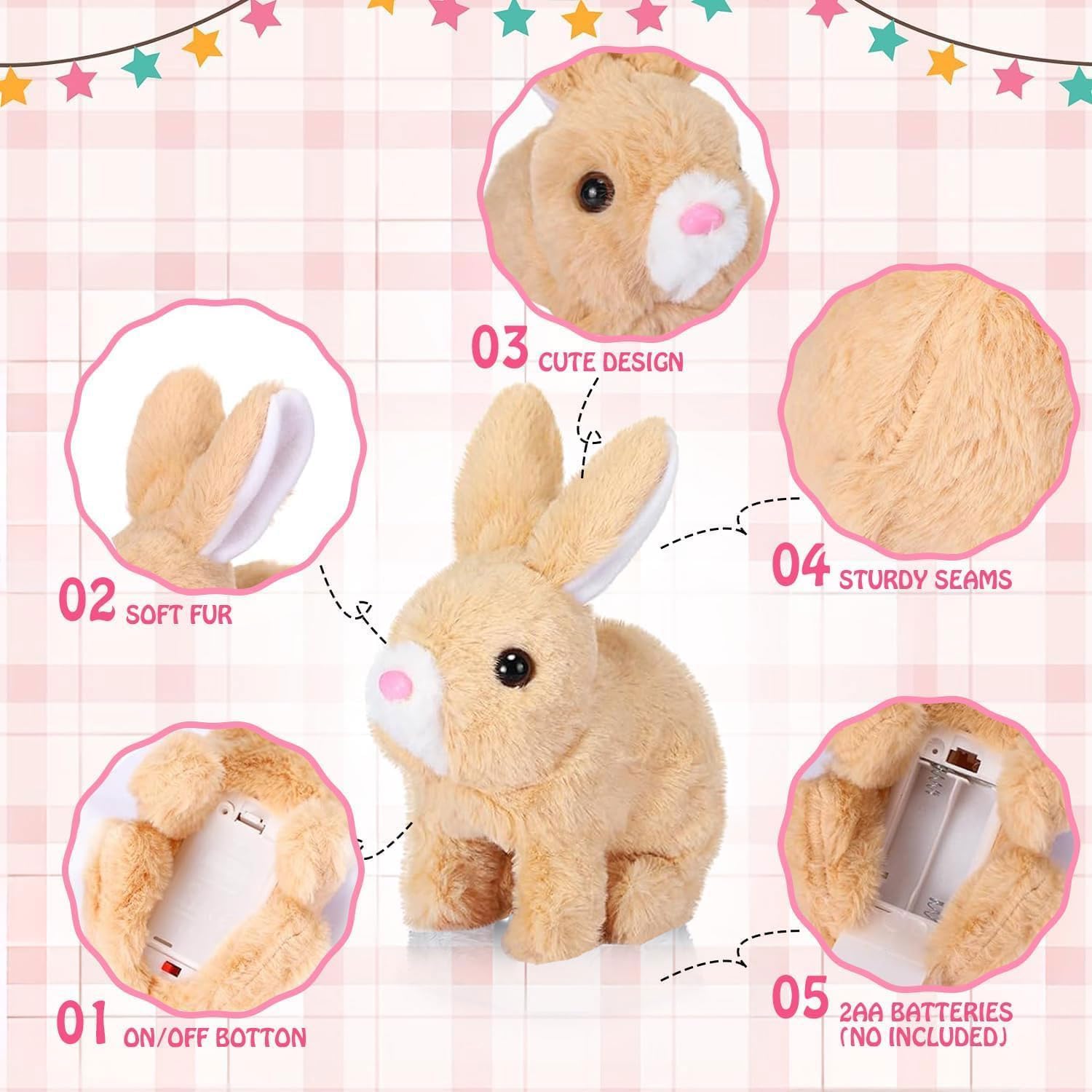 Thumbnail 3 de Sunshine smile hüpfendes Kaninchen – sprechender, interaktiver Plüschhase mit Geräuschen