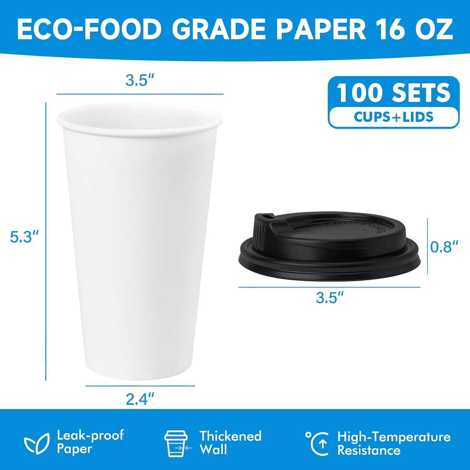 Detalle de RACETOP Coffee Cups 16 oz 100-Pack