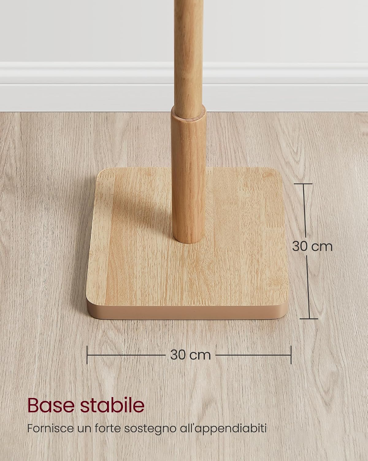 Detalle de VASAGLE RCR010N01 attaccapanni da terra in legno con 8 ganci