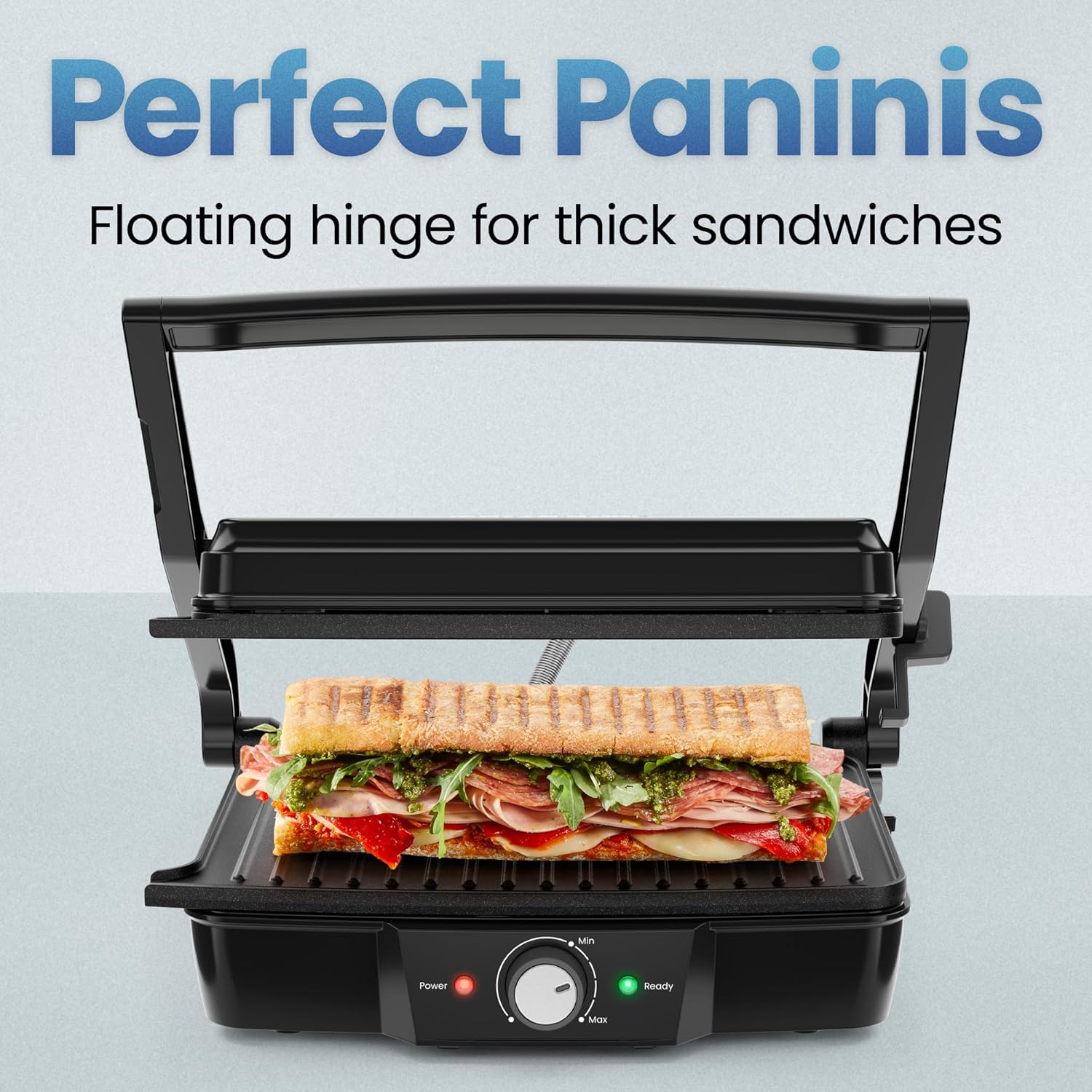 Detalle 2 de Chefman 4 Slice Panini Press 180° open