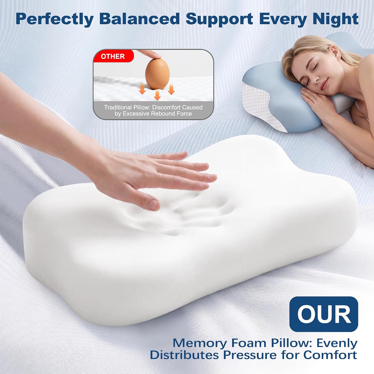 Thumbnail 3 de VYLEE LYM115-2 Cooling Cervical Pillow, Contoured Memory Foam Support