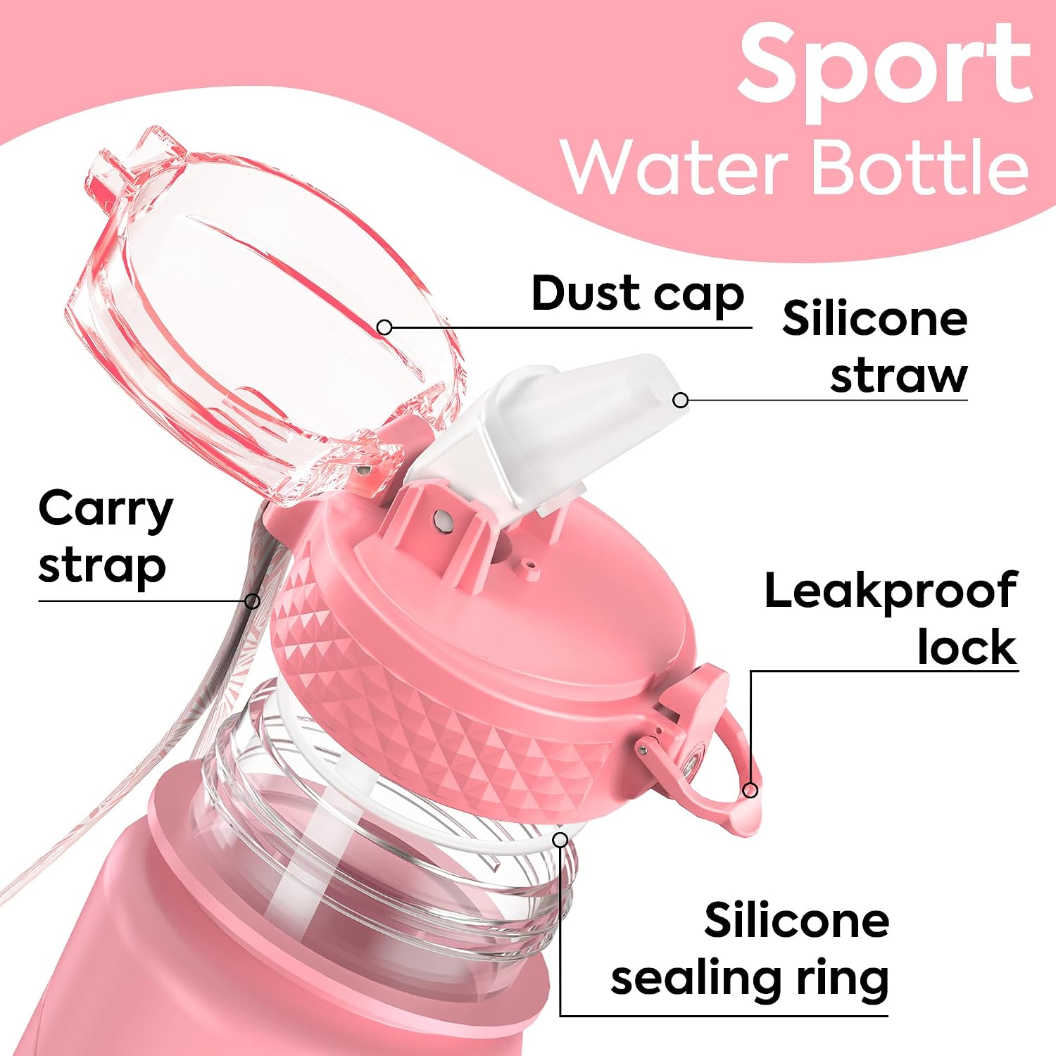 Detalle 2 de Oldley 450ml Water Bottle with Straw