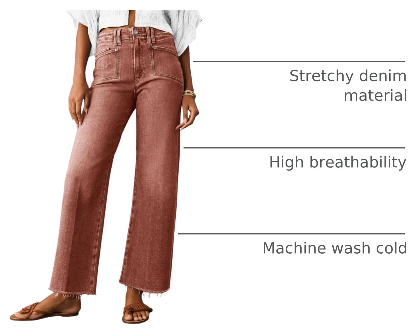 Detalle 2 de Cicy Bell High Waisted Cropped Jeans Capris