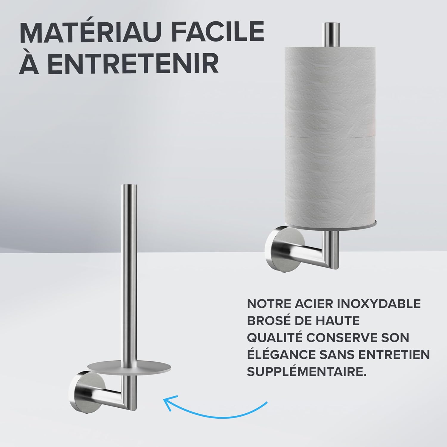 Thumbnail 3 de Ovimar Skodsbol – Porte-rouleau mural sans perçage en acier inoxydable et verre, bouton d’achat élégant