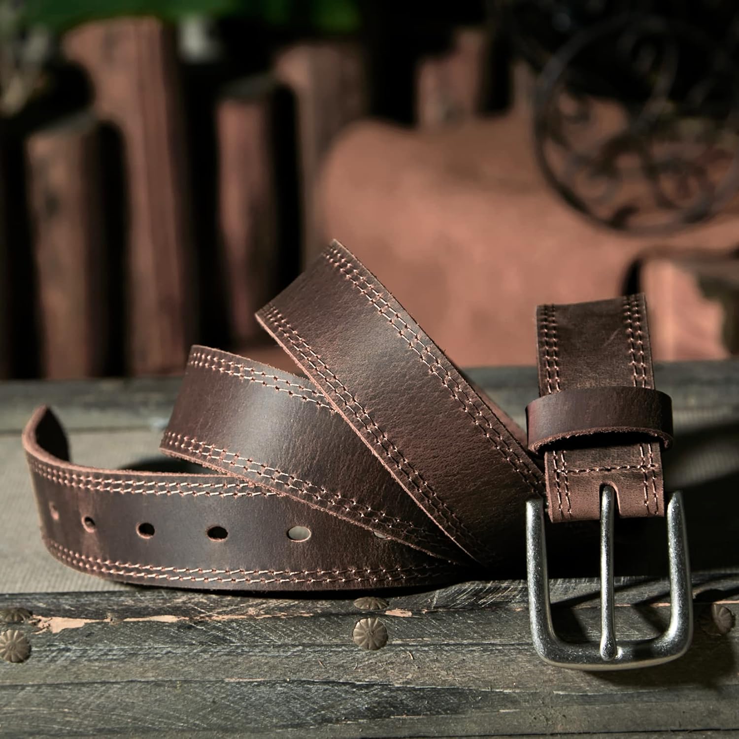 Detalle de Mens genuine leather jeans belt 1.4 inch
